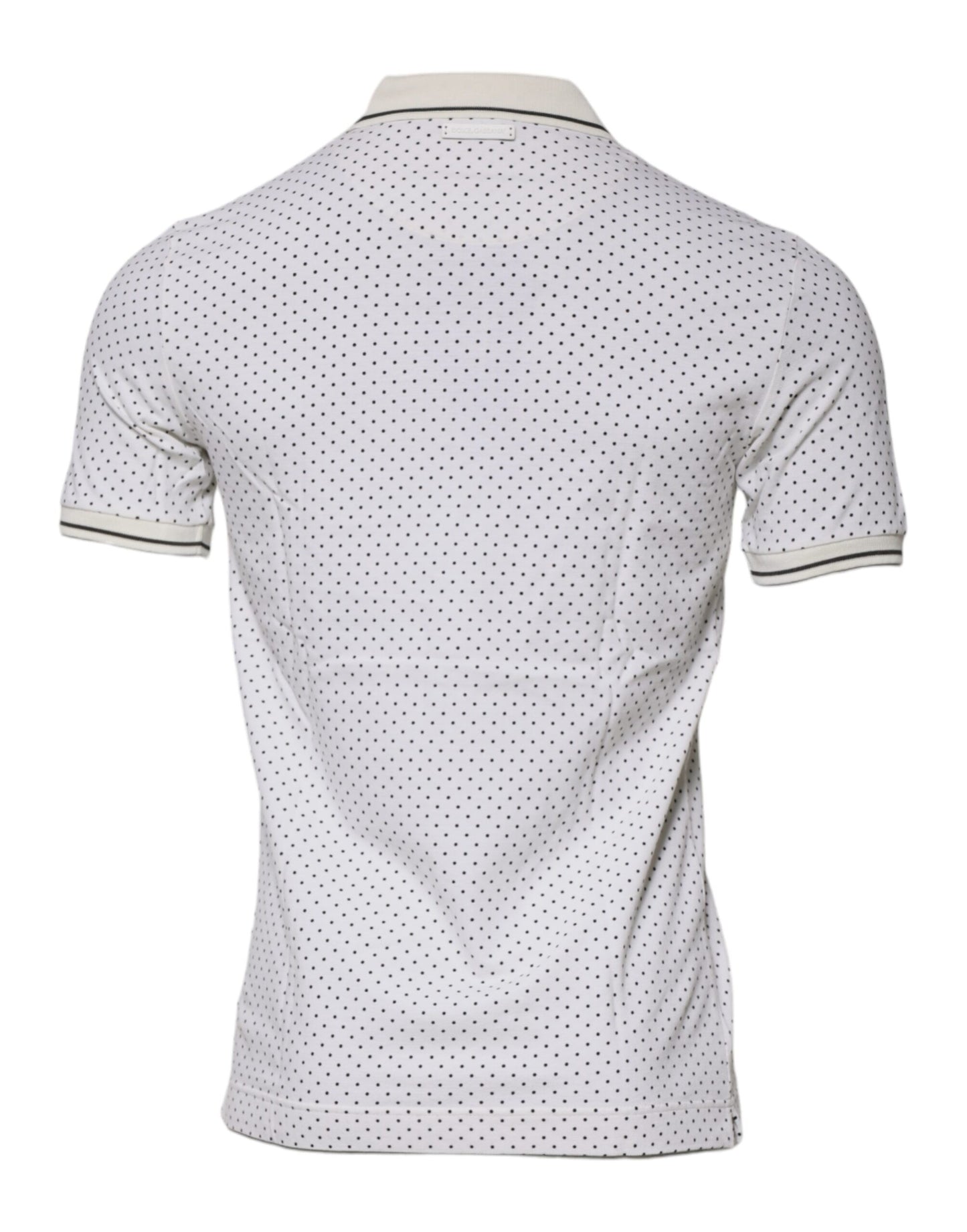Dolce & Gabbana – Weißes Poloshirt aus Baumwolle mit Kragen und gepunktetem Punktmuster