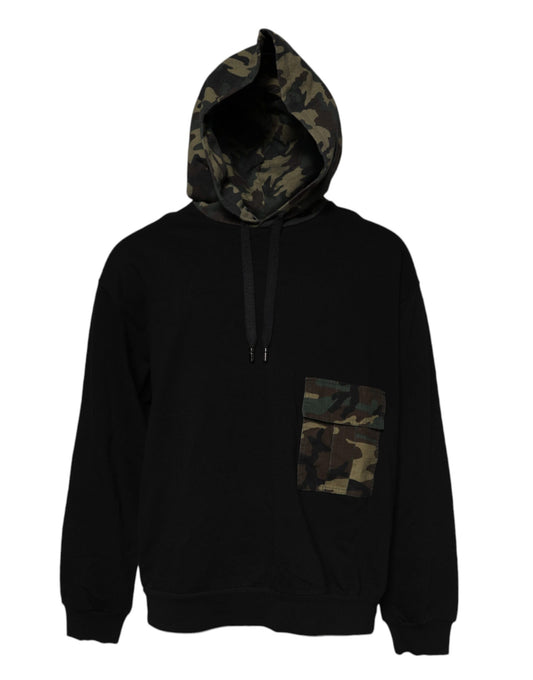 Dolce & Gabbana Schwarzer Camouflage-Kapuzenpullover