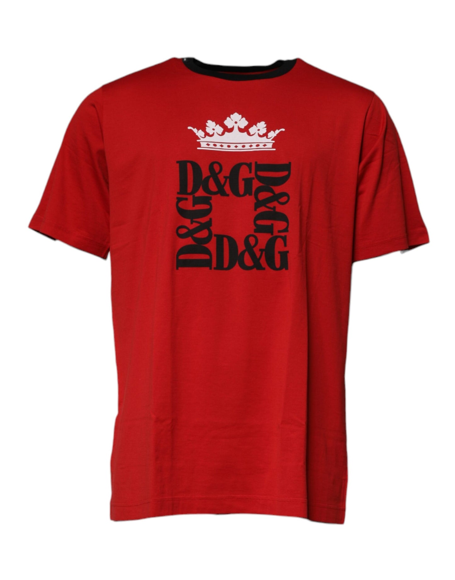 Dolce & Gabbana – Rotes Baumwoll-T-Shirt mit Rundhalsausschnitt und Krone