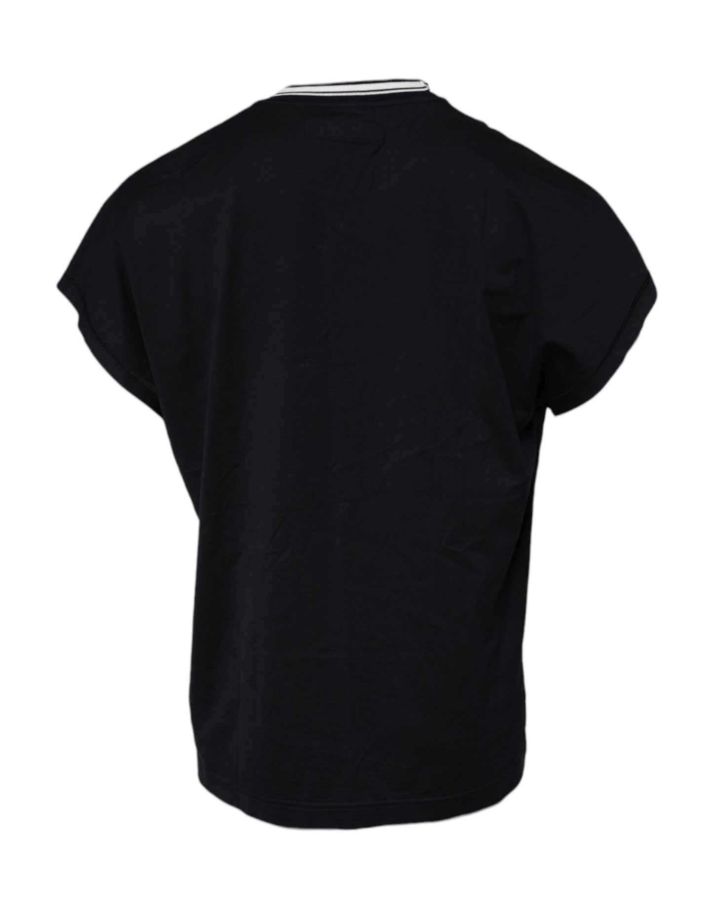 Dolce & Gabbana – Dunkelblaues T-Shirt aus Baumwolle mit Rundhalsausschnitt und Logo „Krone“