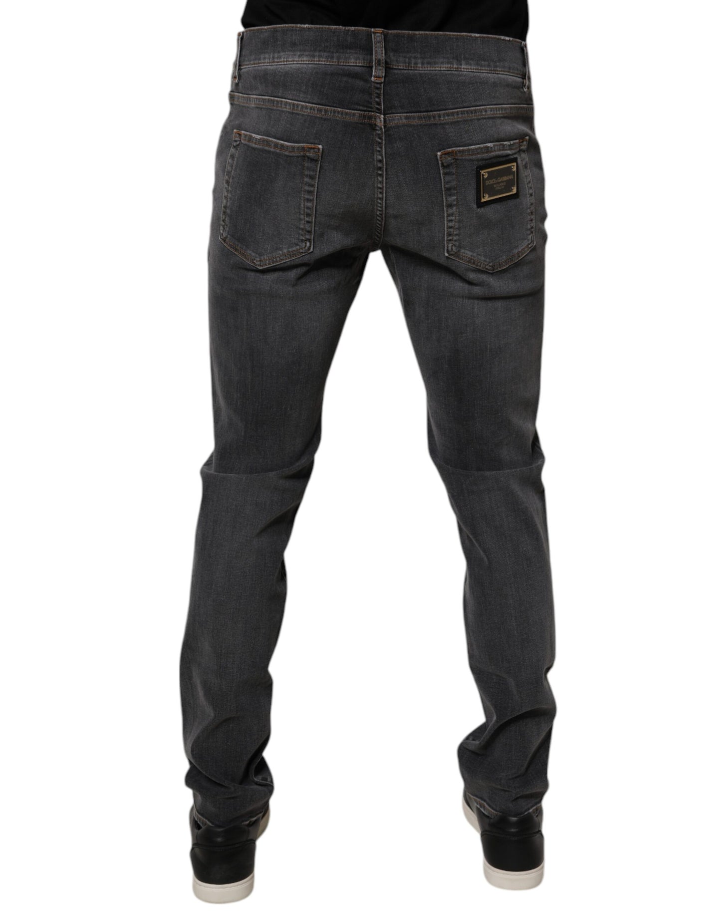 Dolce & Gabbana – Slim-Fit-Jeans aus gewaschener Baumwolle in Dunkelgrau