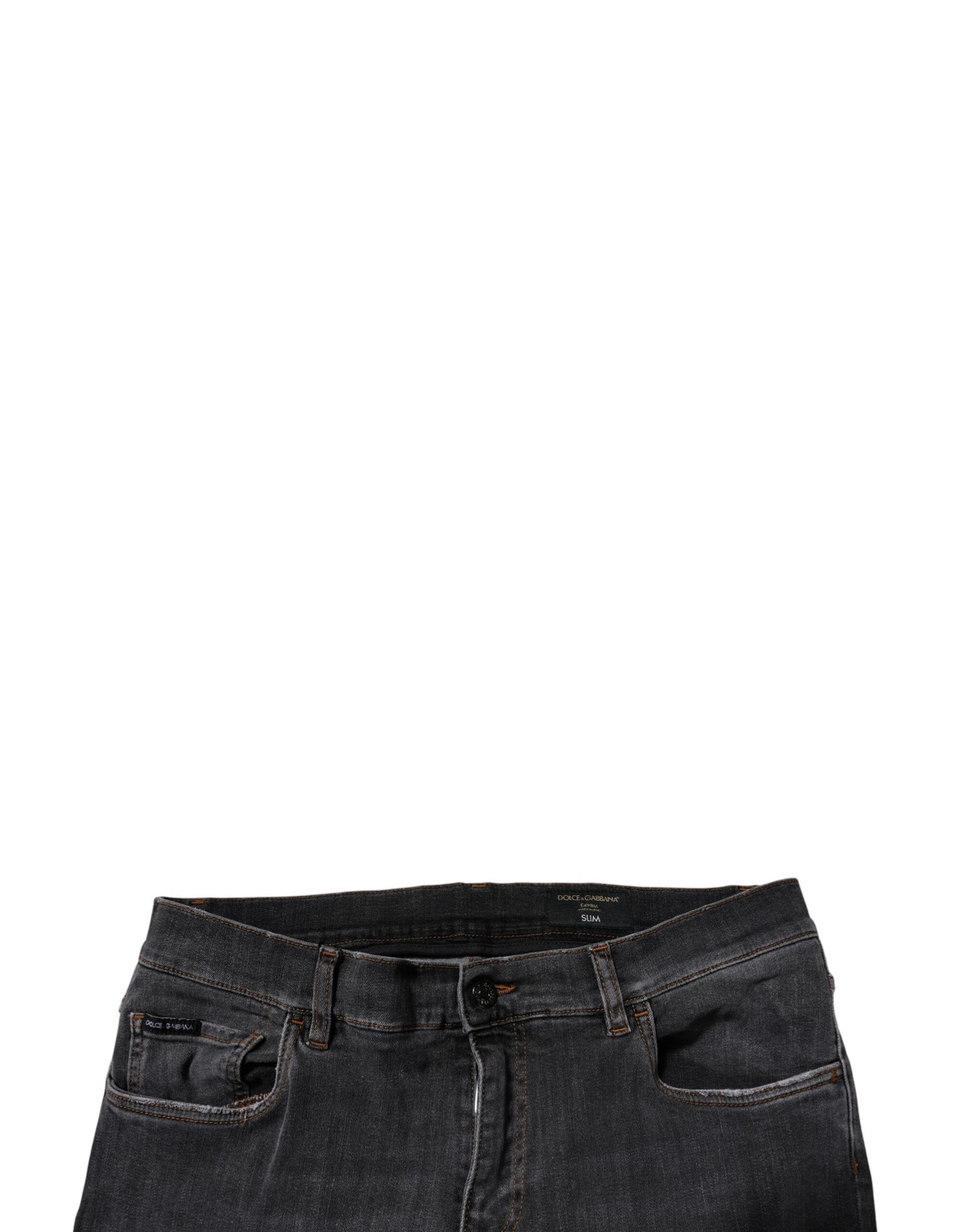 Dolce & Gabbana – Slim-Fit-Jeans aus gewaschener Baumwolle in Dunkelgrau