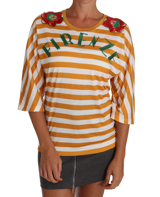 Dolce & Gabbana – T-Shirt „Firenze“ in Weiß und Orange