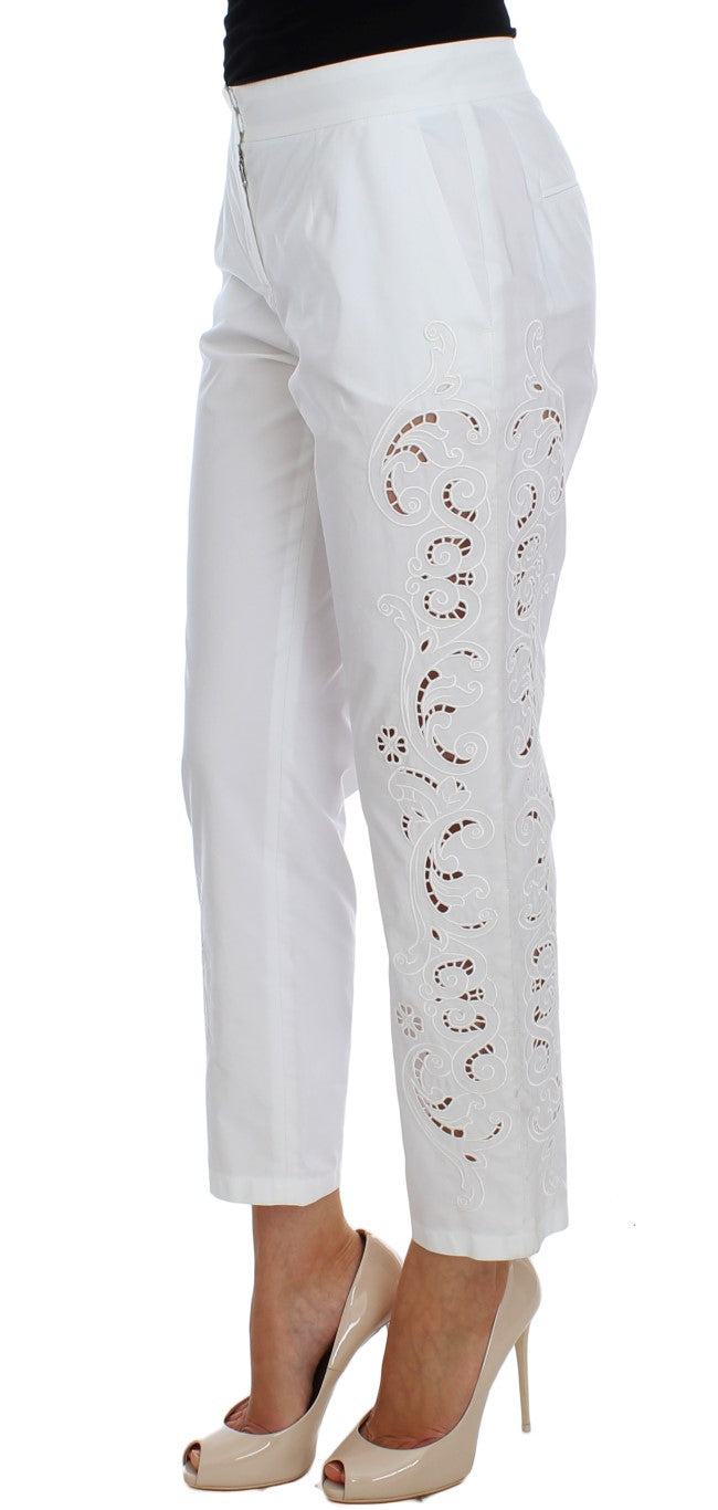 Dolce & Gabbana Weißes Kleid mit Blumenausschnitt und Sicily-Hose