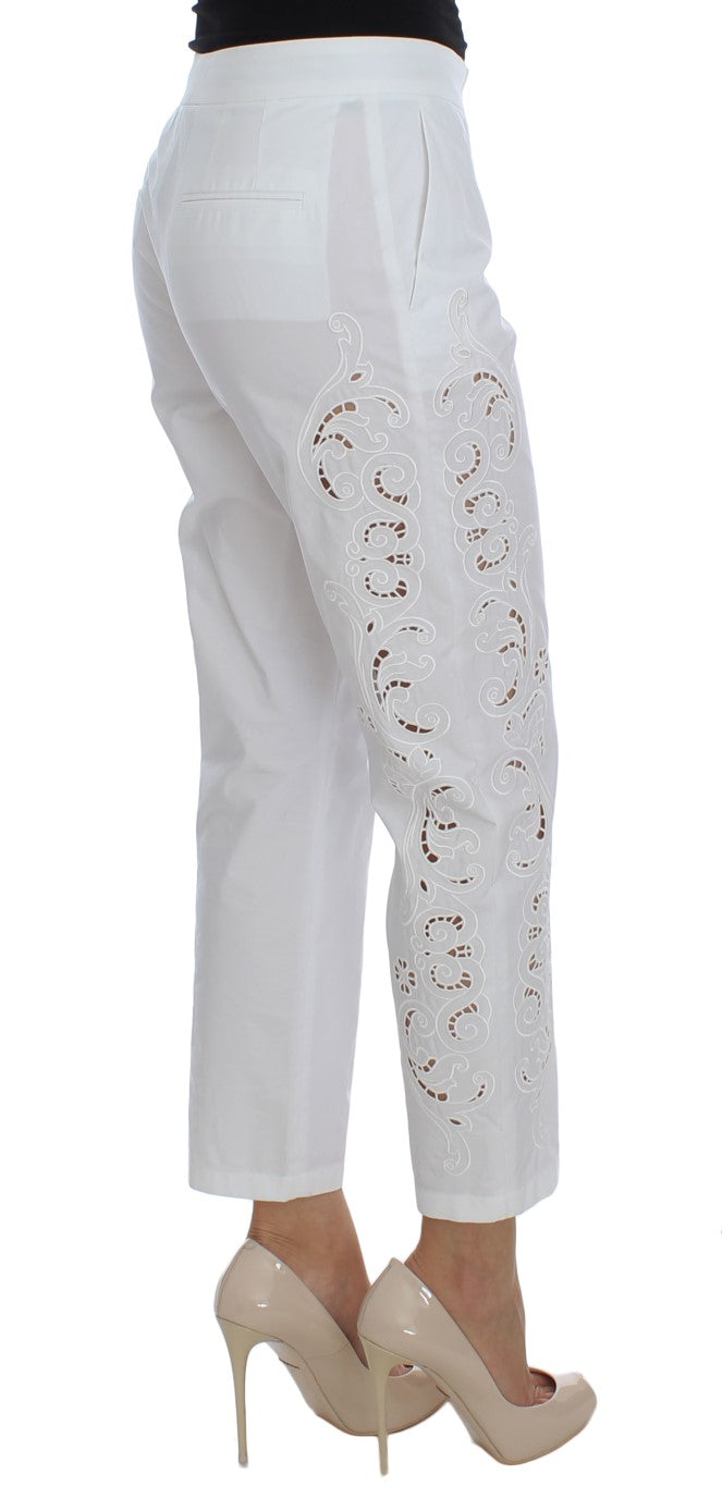 Dolce & Gabbana Weißes Kleid mit Blumenausschnitt und Sicily-Hose