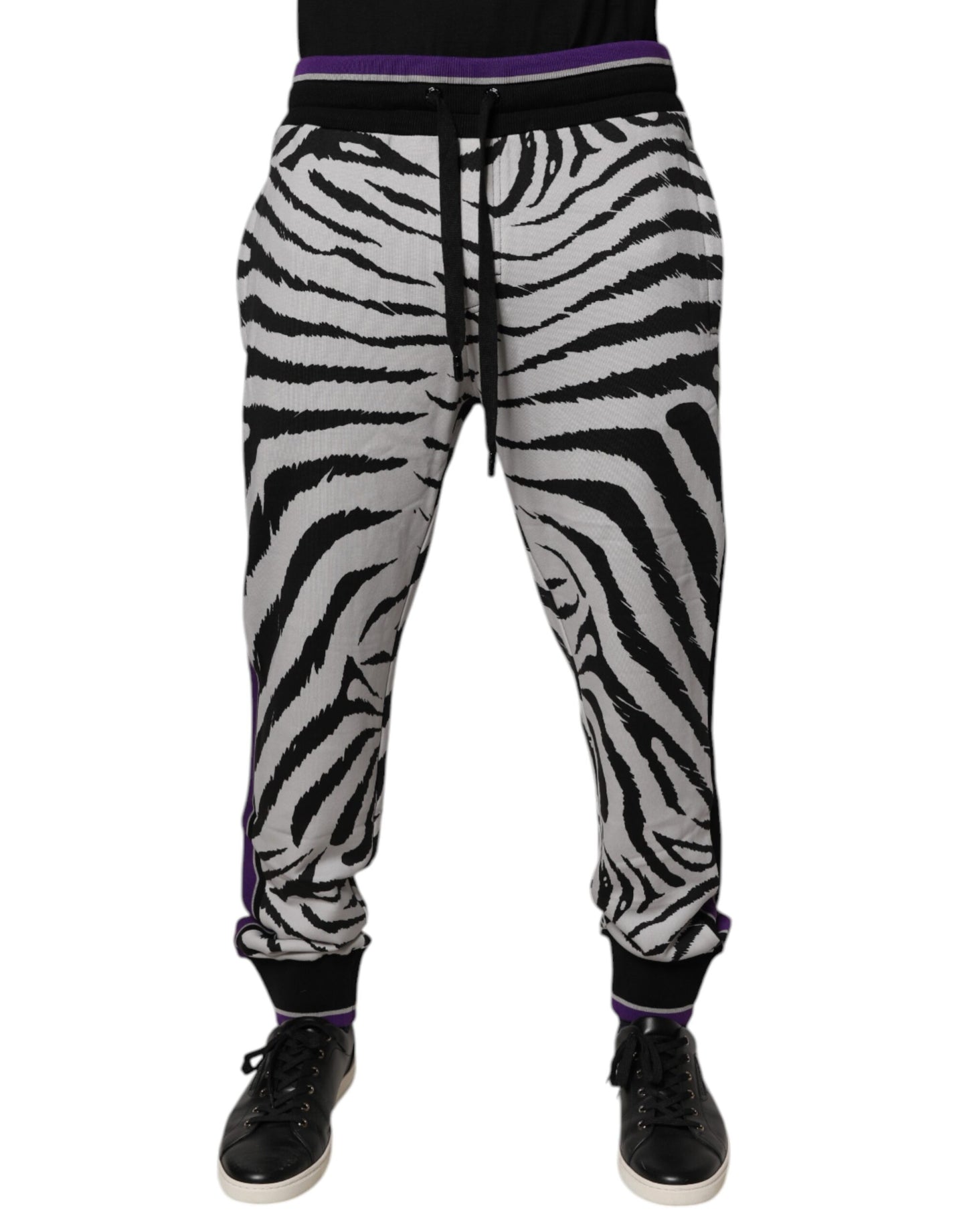 Dolce & Gabbana Schwarz Weiß Zebra Männer Jogger Jogginghose Hose