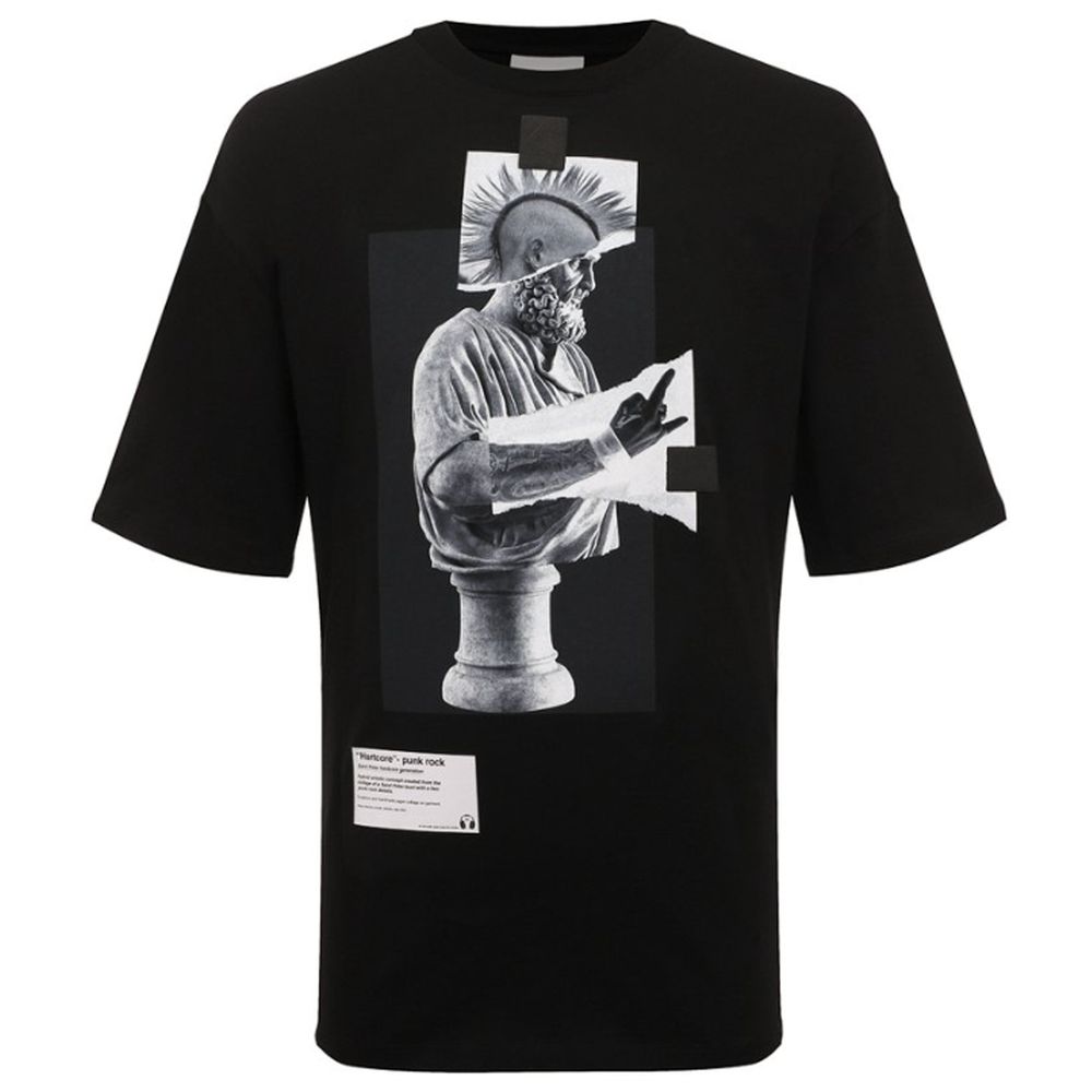 Schwarzes Baumwoll-T-Shirt von Diego Venturino