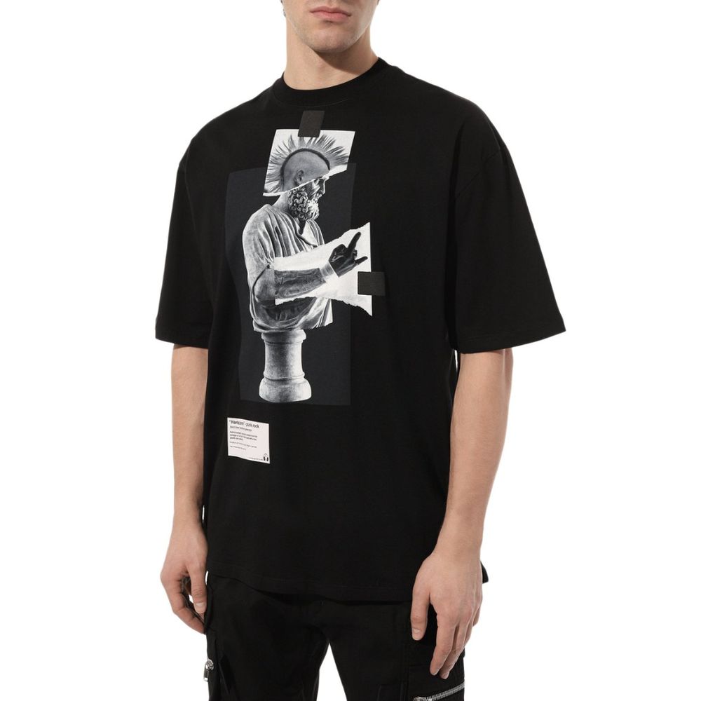 Schwarzes Baumwoll-T-Shirt von Diego Venturino