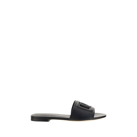 Dolce & Gabbana Black Calf Leather Bos Taurus Sandals