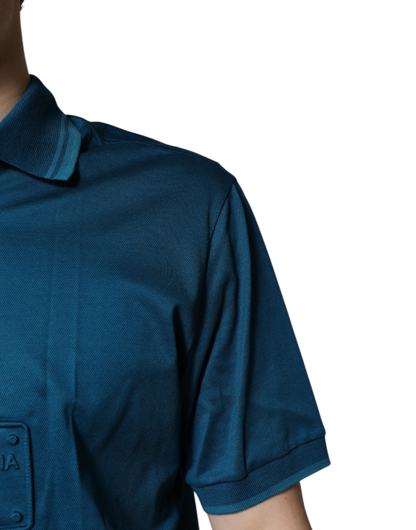 Dolce & Gabbana Blaues Poloshirt aus Baumwolle mit Logo für Herren