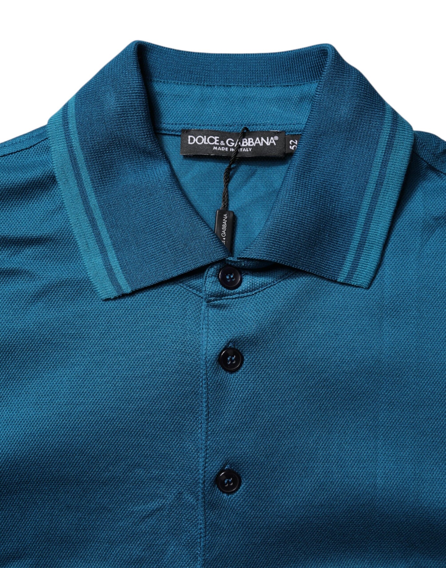 Dolce & Gabbana Blaues Poloshirt aus Baumwolle mit Logo für Herren