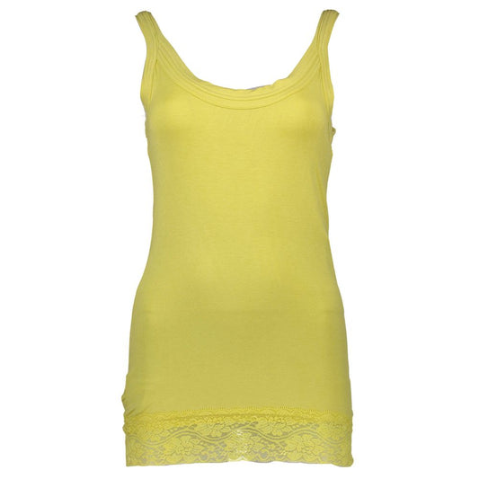 Silvian Heach Gelbes Damen-Tanktop aus Baumwolle mit Spitzendetail