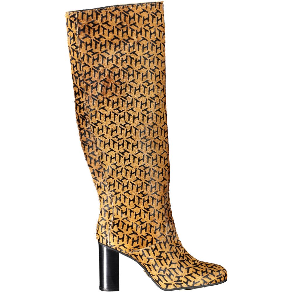 Tommy Hilfiger Beige Leder Hoher Damenstiefel