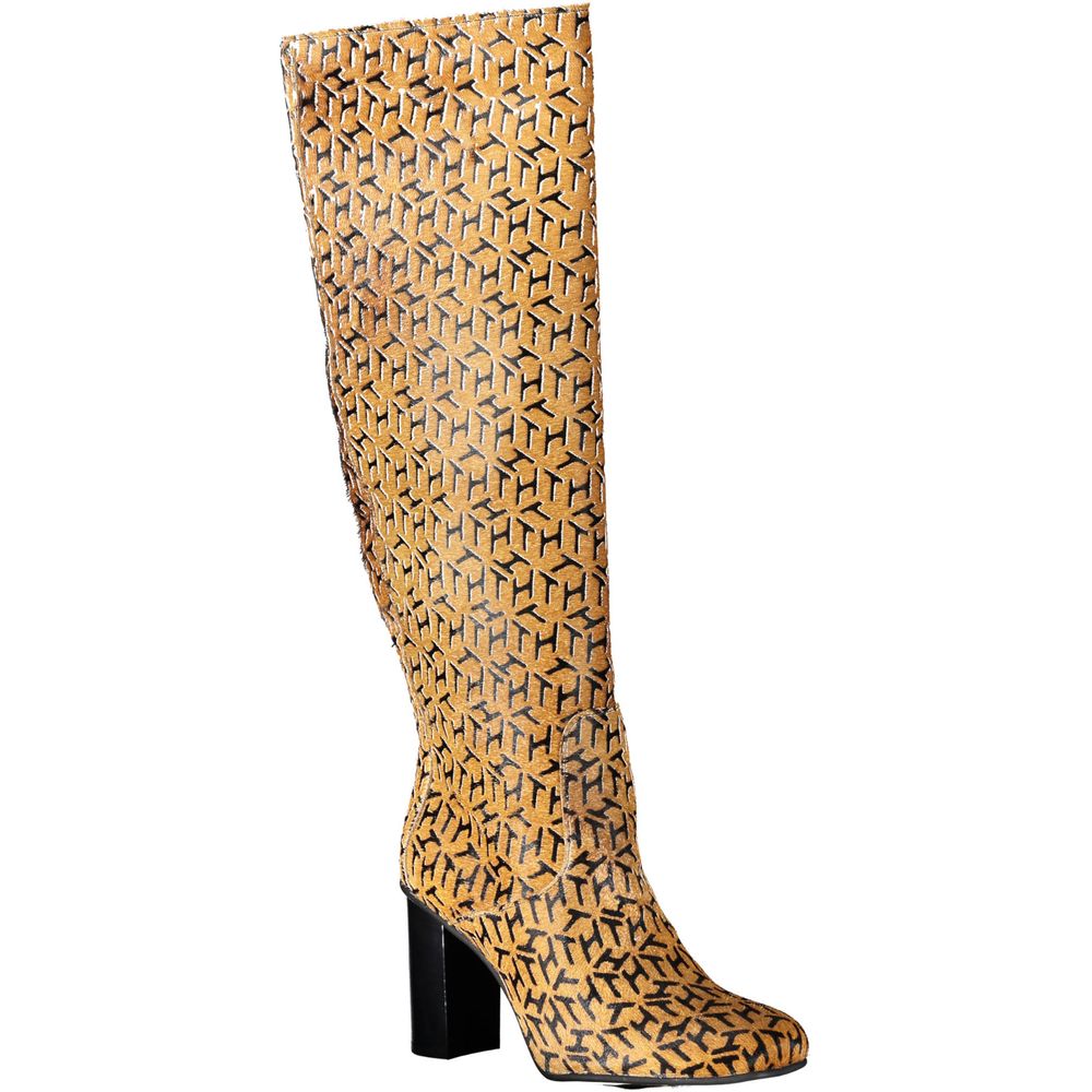 Tommy Hilfiger Beige Leder Hoher Damenstiefel