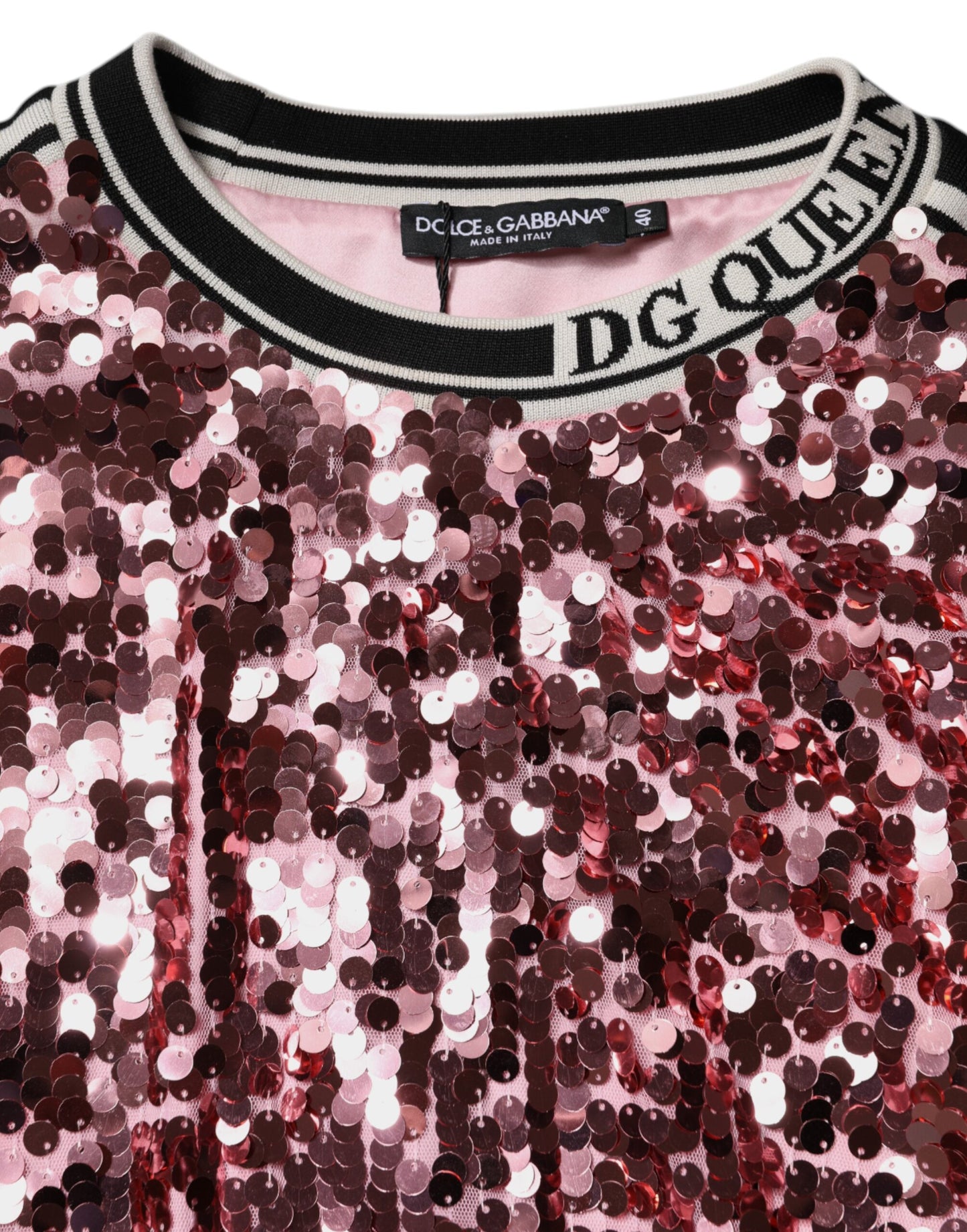 Dolce & Gabbana – Pullover mit Pailletten „DG Queen“ in Pink