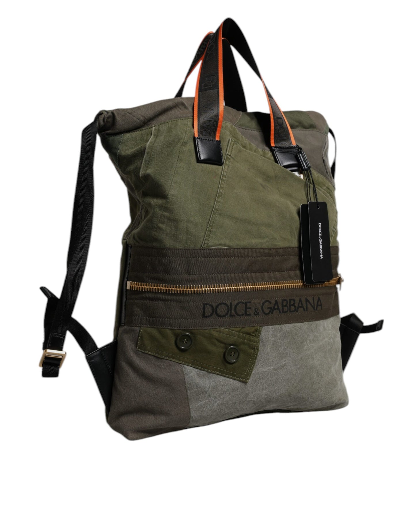 Dolce & Gabbana Militärgrüner Patchwork-Rucksack
