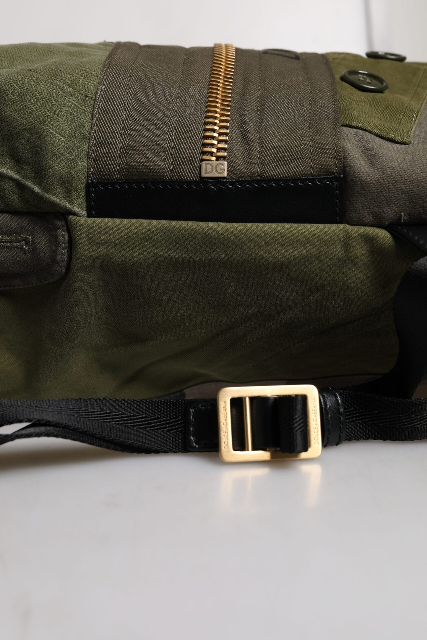 Dolce & Gabbana Militärgrüner Patchwork-Rucksack