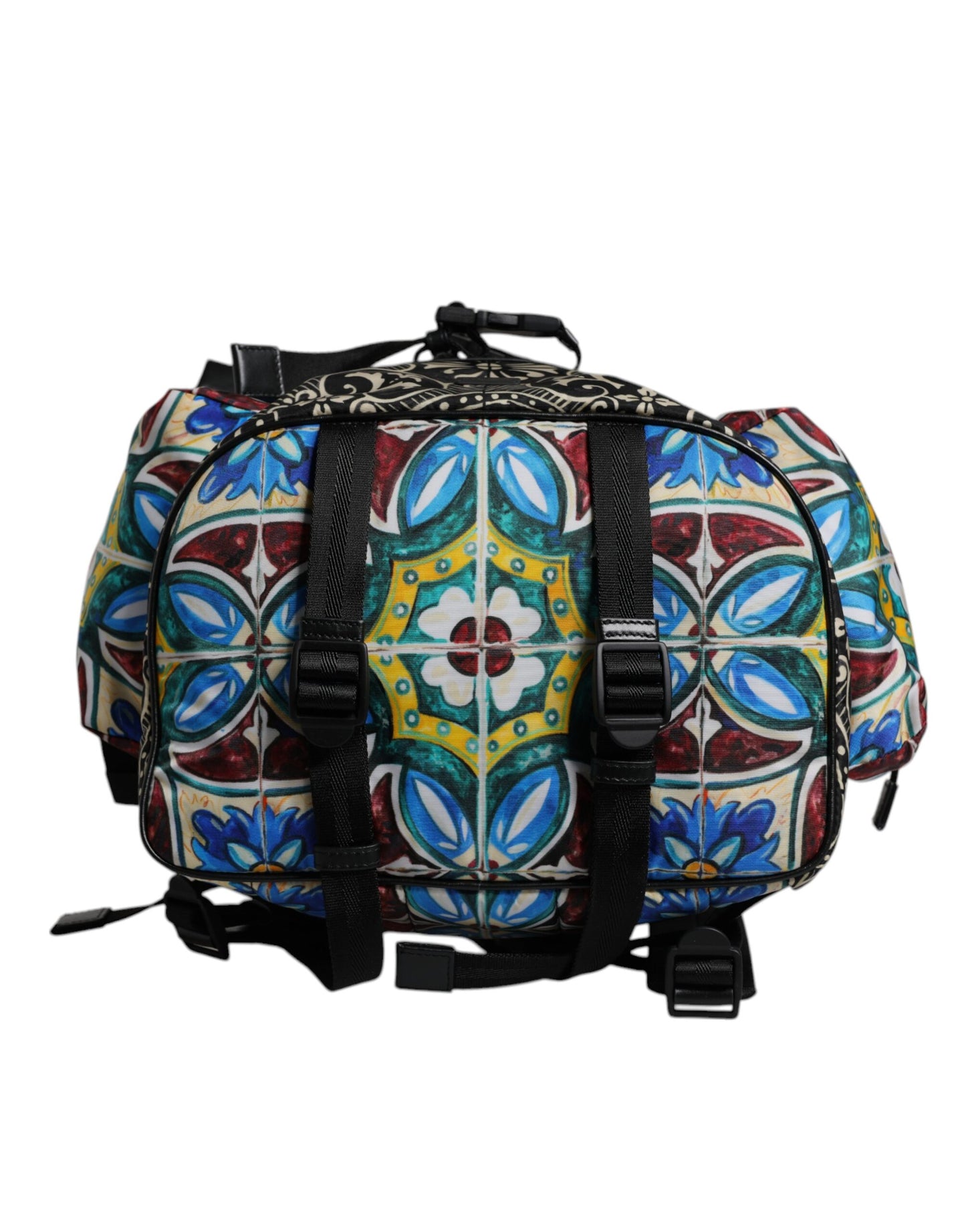 Dolce & Gabbana Rucksack aus Nylon mit mehrfarbigem Maiolika-Print