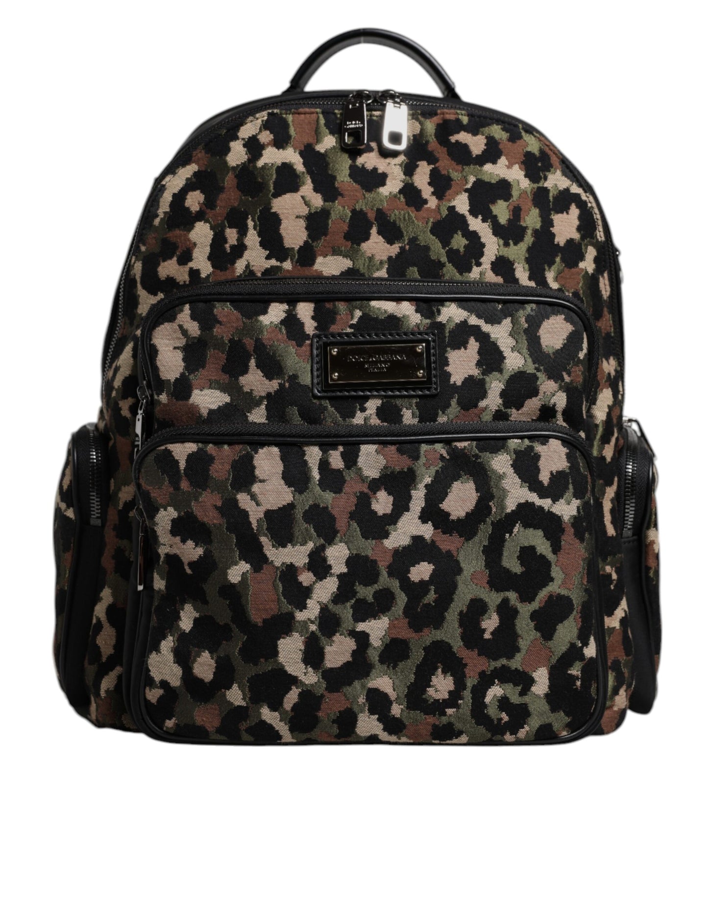 Dolce & Gabbana Mehrfarbiger Rucksack mit Leopardenmuster und DG-Logo-Plakette für Männer