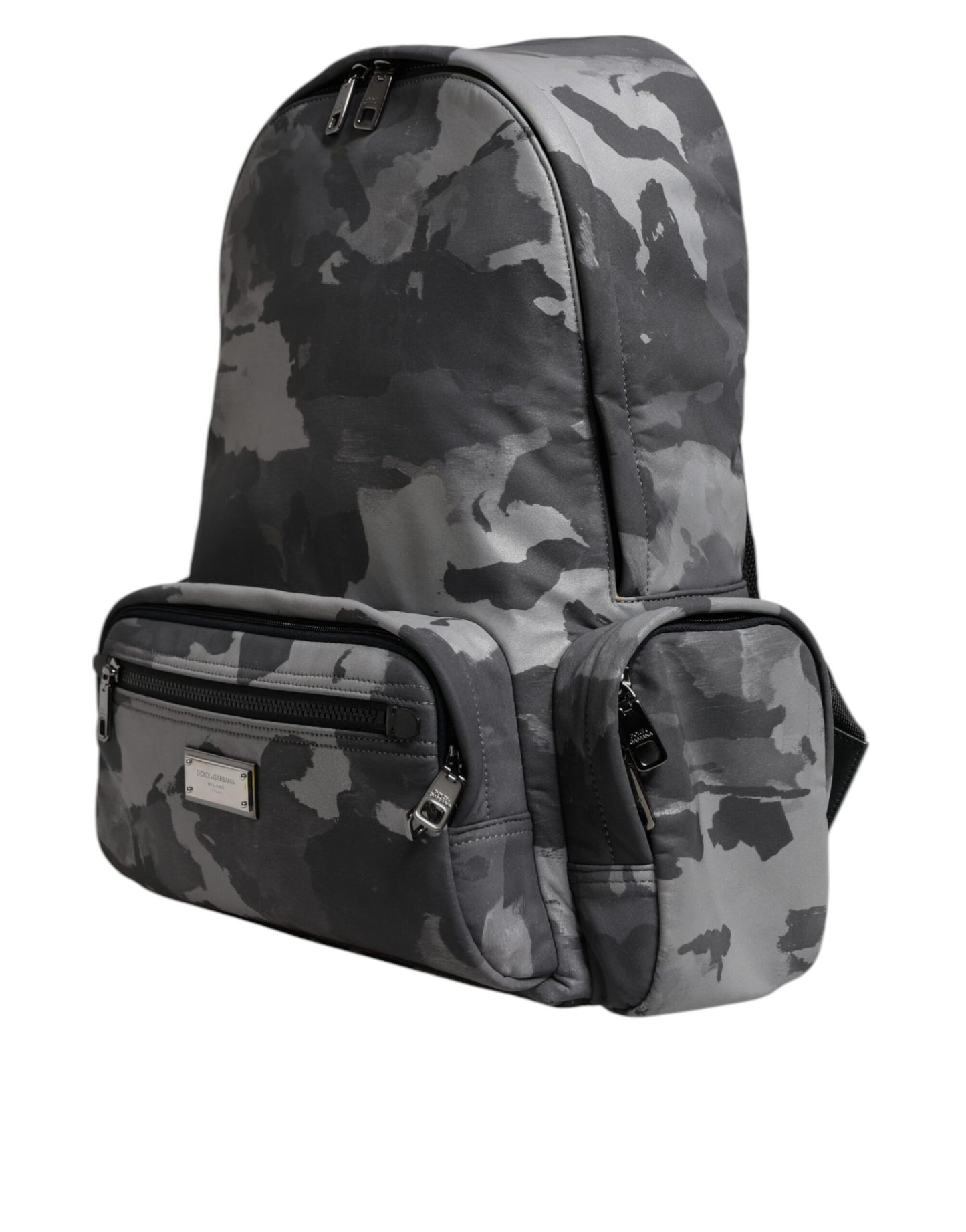 Dolce & Gabbana Rucksacktasche aus grauer Baumwolle mit Camouflage-Logo