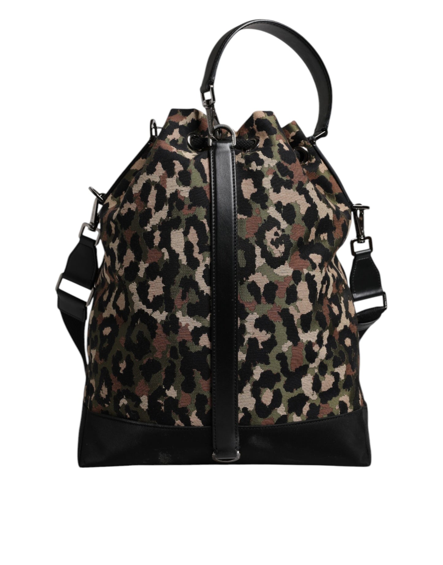 Dolce & Gabbana Mehrfarbige Schultertasche aus Baumwolle mit Leopardenmuster