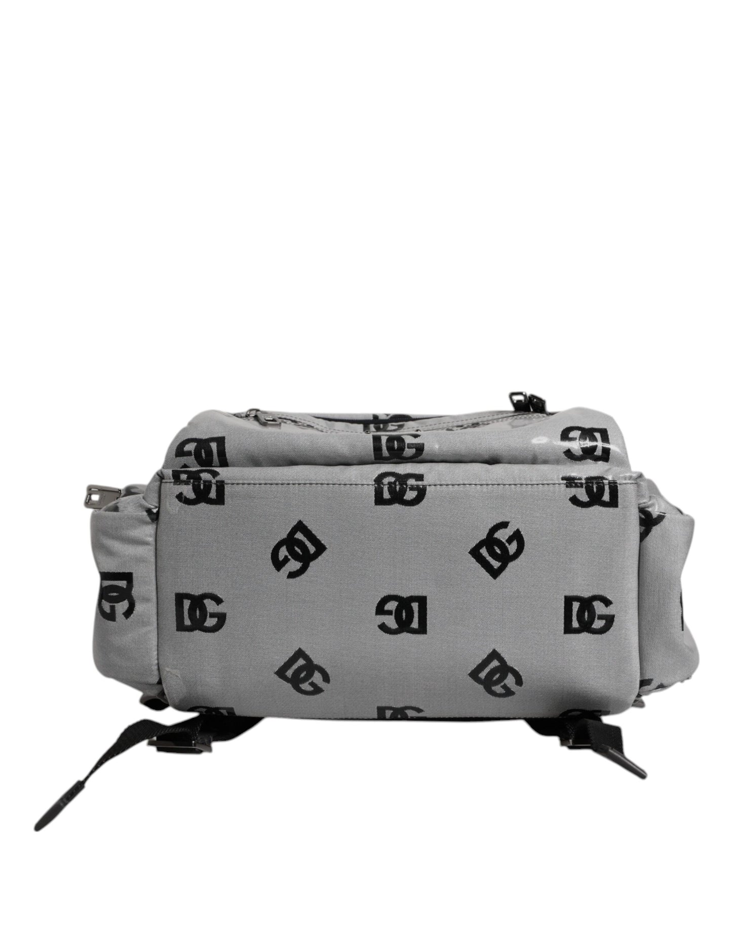 Dolce & Gabbana Polyester Grau Schwarz DG Logo Plakette Rucksack Tasche