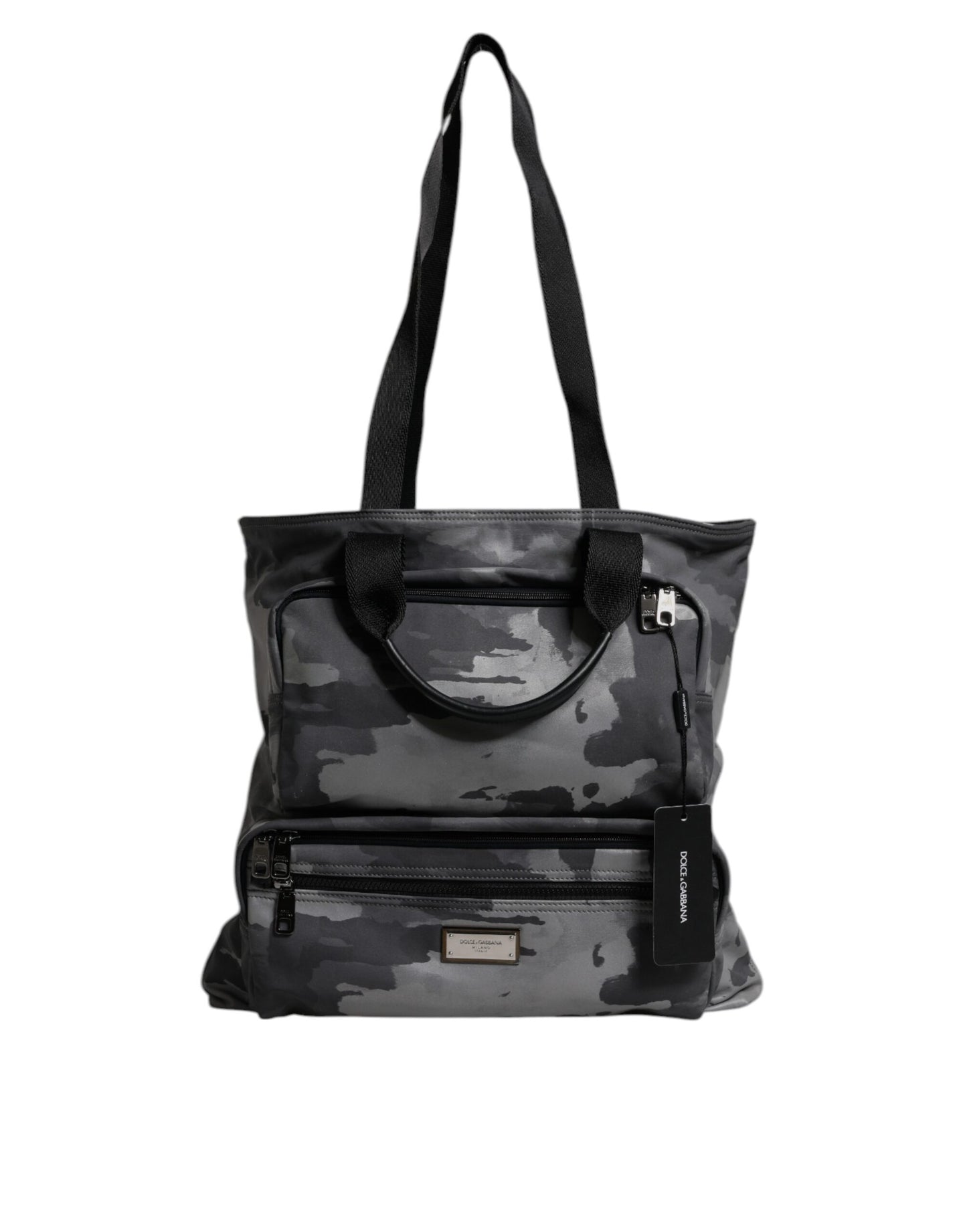 Dolce & Gabbana – Schwarze Camouflage-Tasche mit Schultergurt und Logo-Plakette