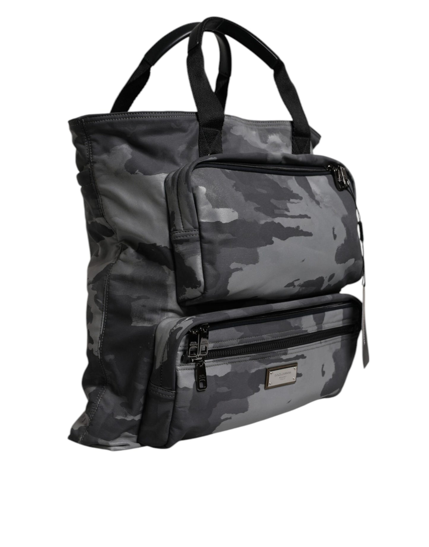 Dolce & Gabbana – Schwarze Camouflage-Tasche mit Schultergurt und Logo-Plakette
