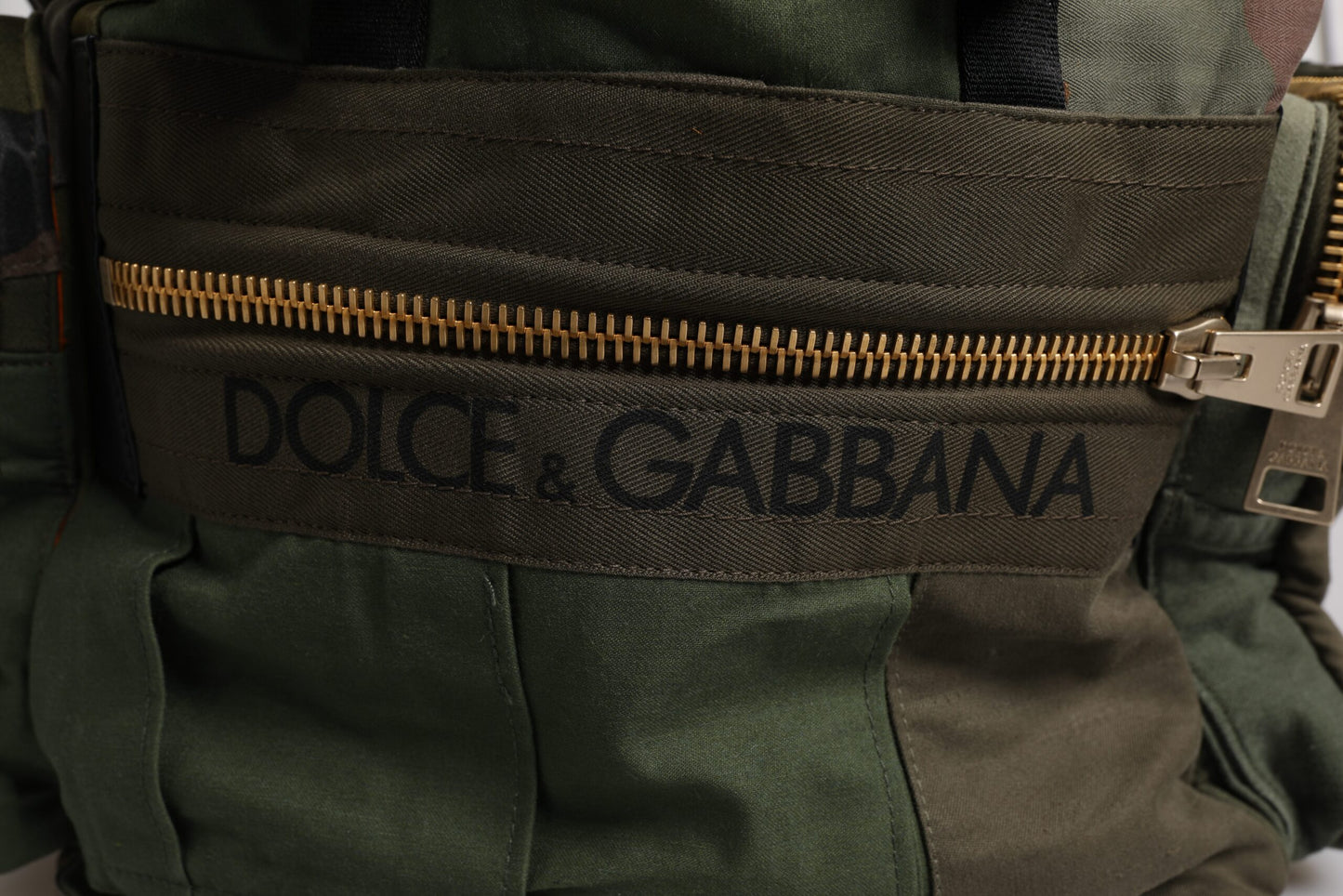 Dolce & Gabbana Militärgrüner Patchwork-Reiserucksack