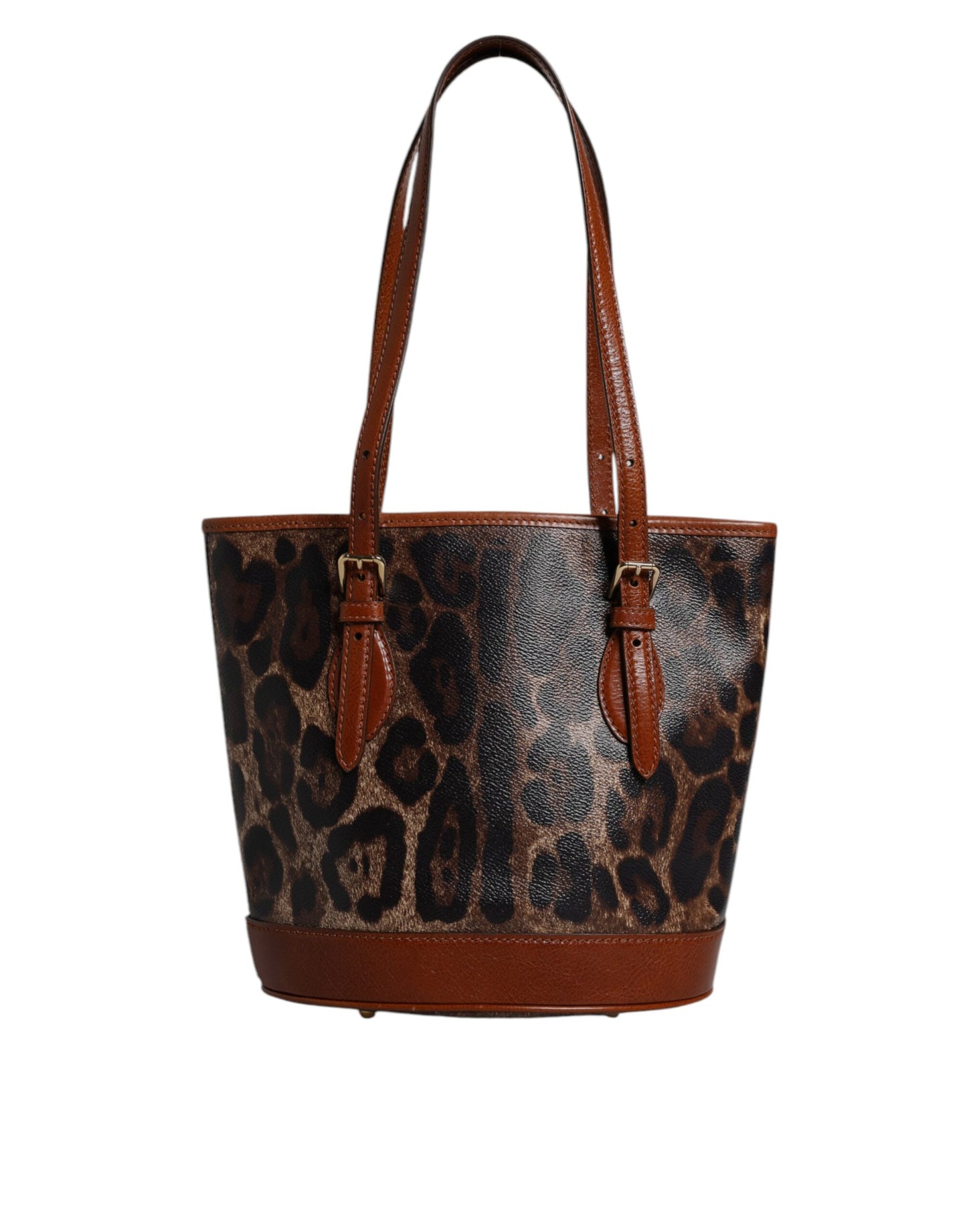 Dolce & Gabbana – Tragetasche aus braunem Leder mit Leopardenmuster und Schulterriemen