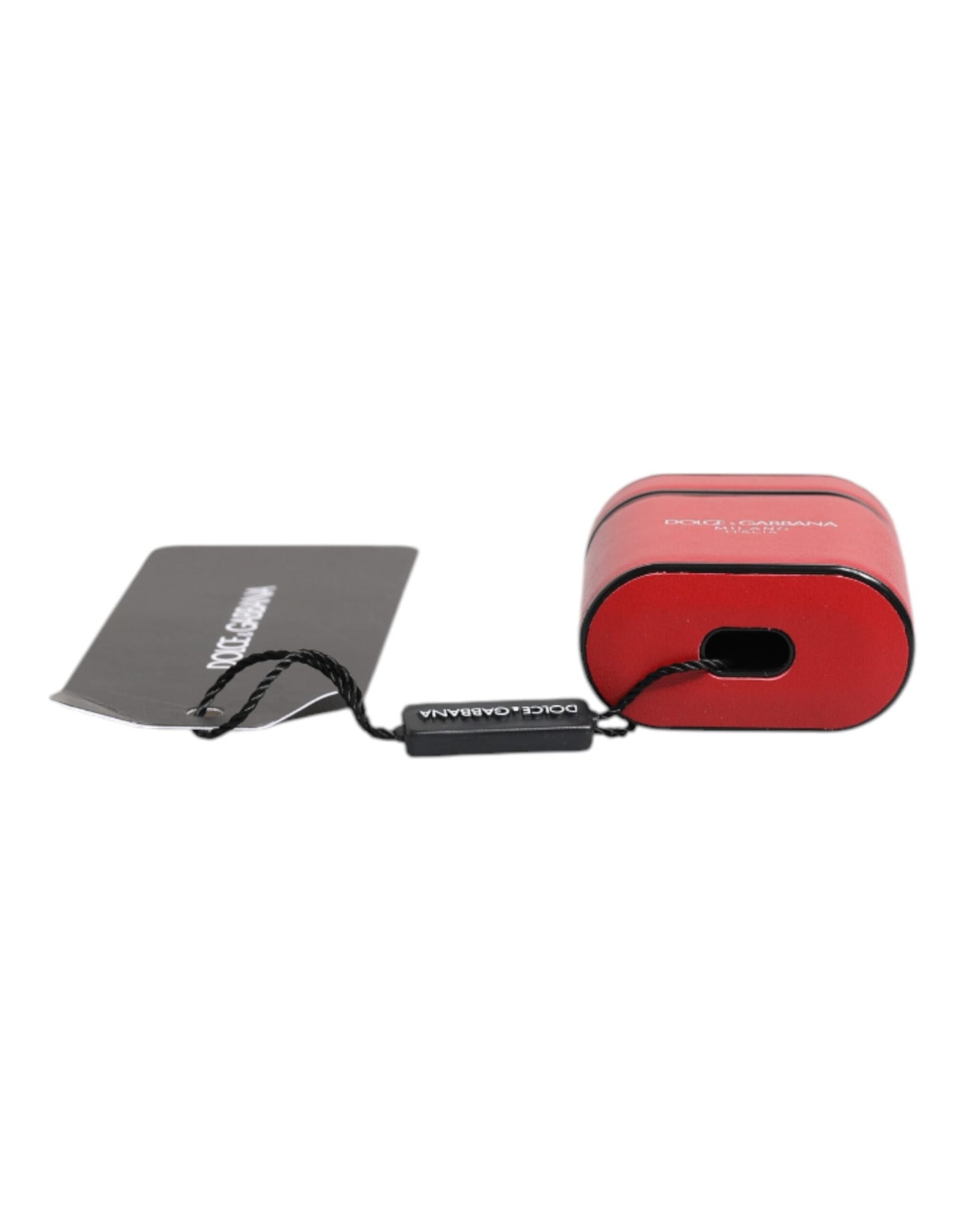 Dolce & Gabbana – Airpods-Hülle mit Klapphalter und Logo-Print aus rotem Kalbsleder