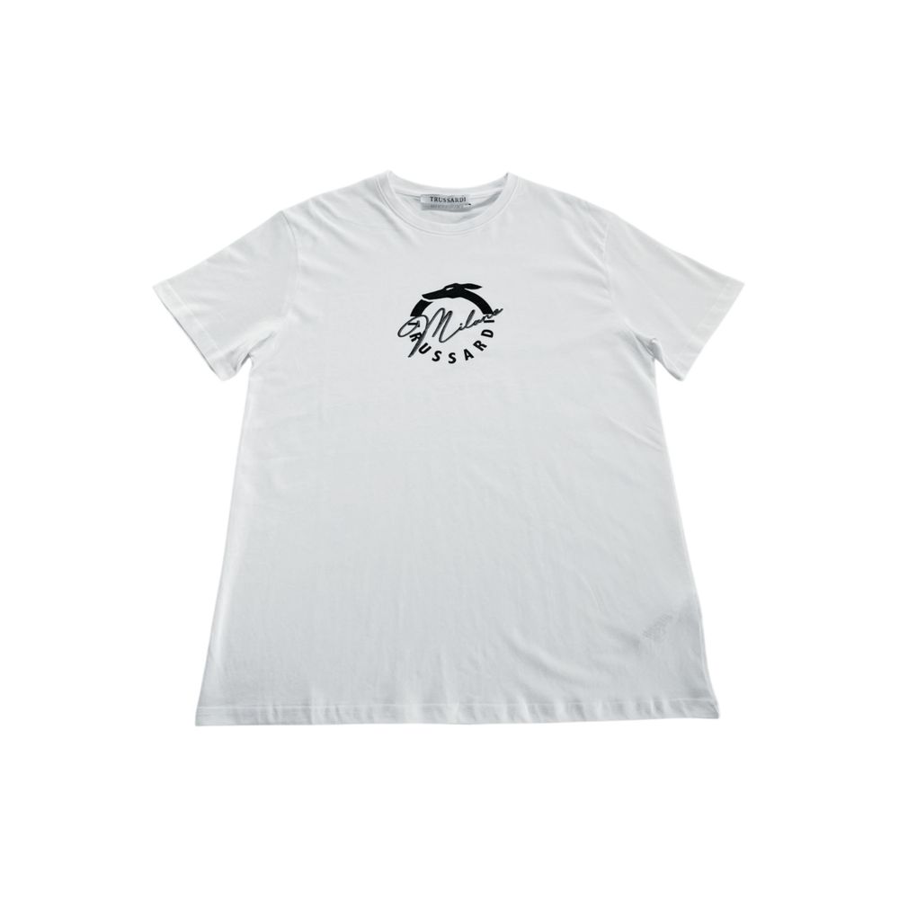 Trussardi Beachwear Weißes Baumwoll-T-Shirt für Herren
