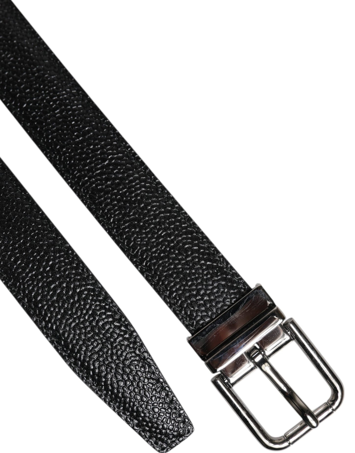 Dolce & Gabbana Black Calf Leather Classic Metal Buckle Belt