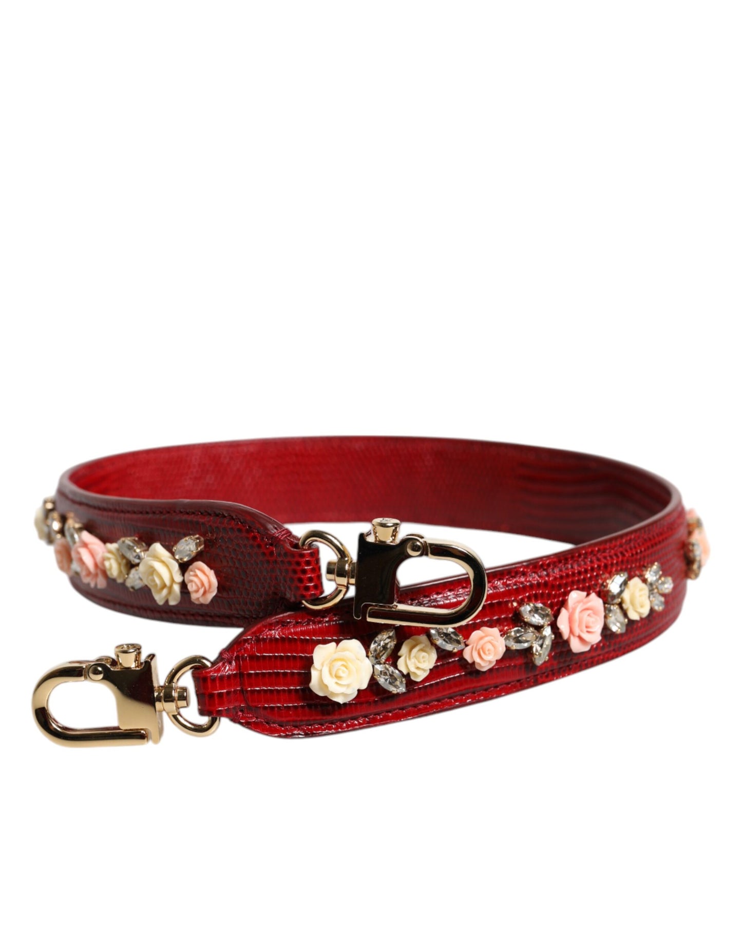 Dolce & Gabbana – Schultertasche aus rotem Leder mit Blumenverzierung