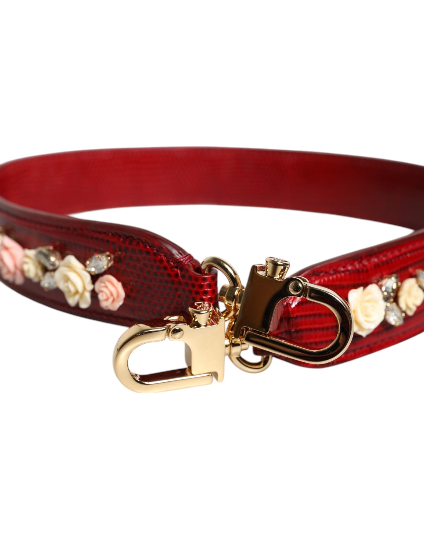 Dolce & Gabbana – Schultertasche aus rotem Leder mit Blumenverzierung