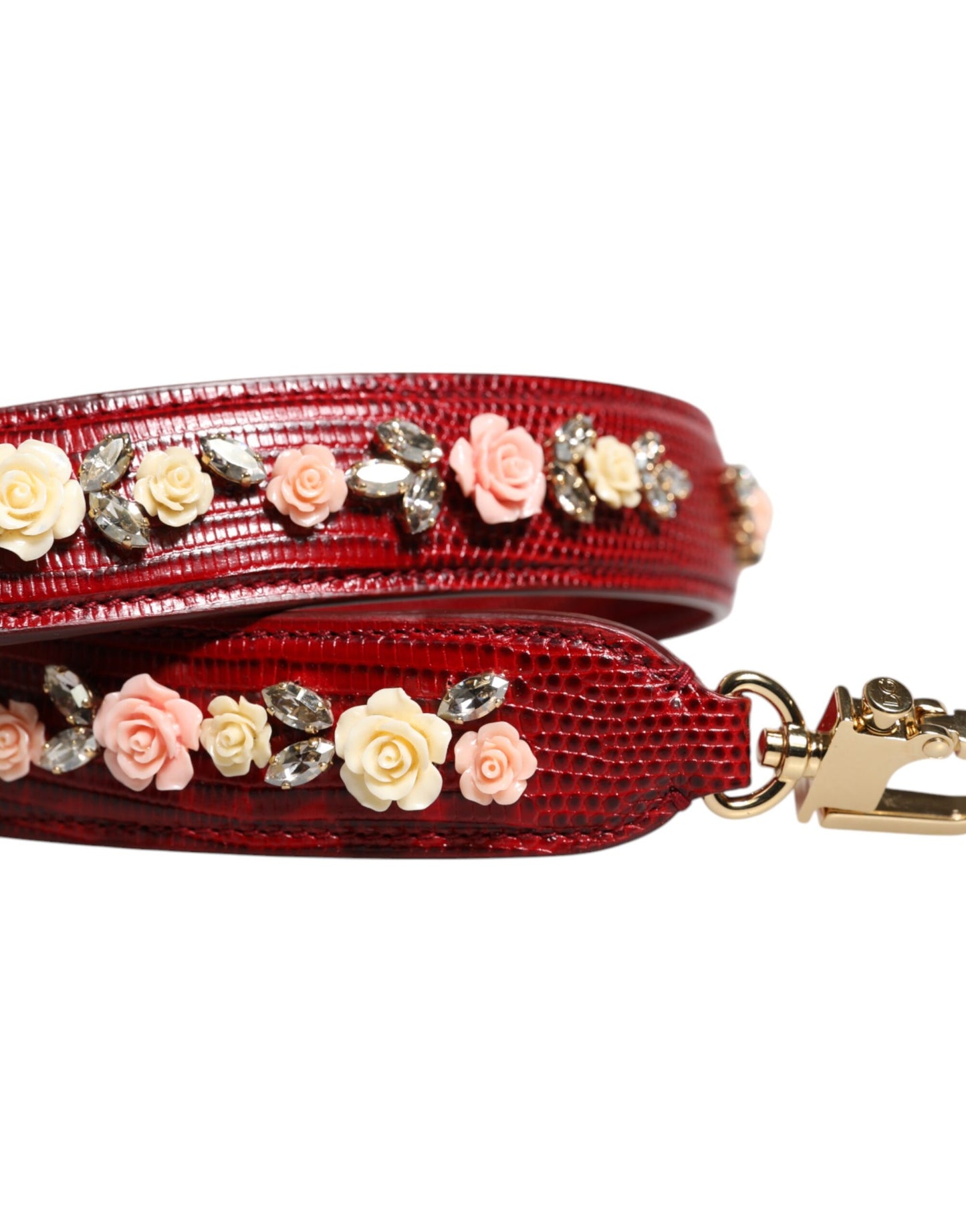 Dolce & Gabbana – Schultertasche aus rotem Leder mit Blumenverzierung