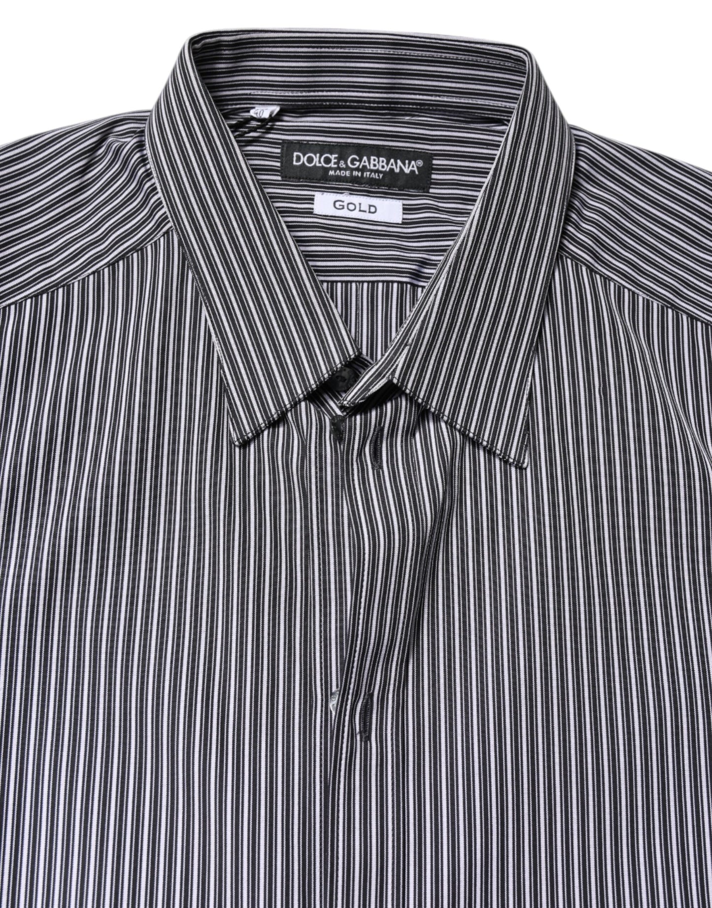 Dolce & Gabbana Schwarz-Weiß gestreiftes GOLD-Formelles Hemd