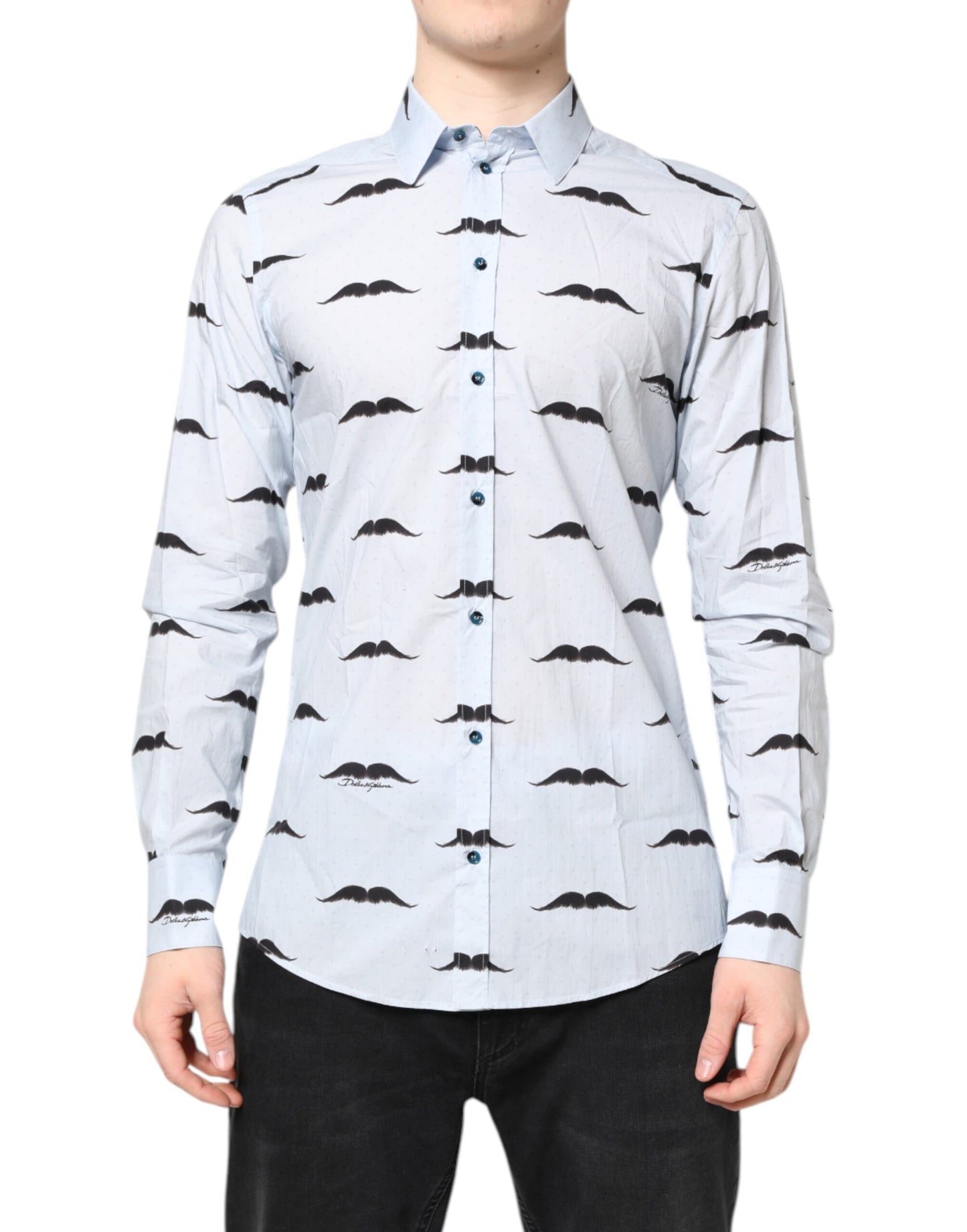 Dolce & Gabbana Hellblaues MARTINI-Hemd aus Baumwolle