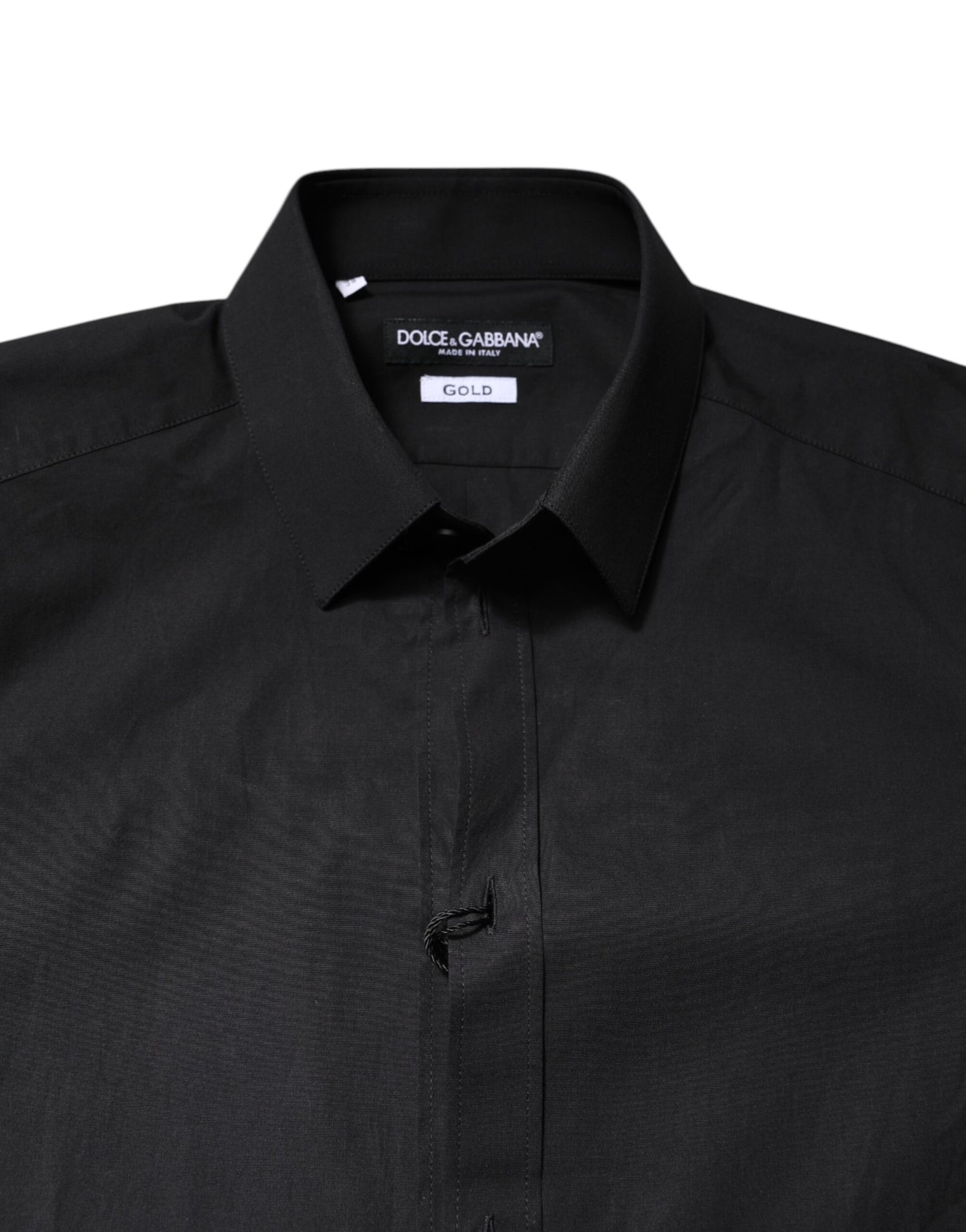 Dolce & Gabbana Schwarzes GOLDENES formelles Baumwollhemd