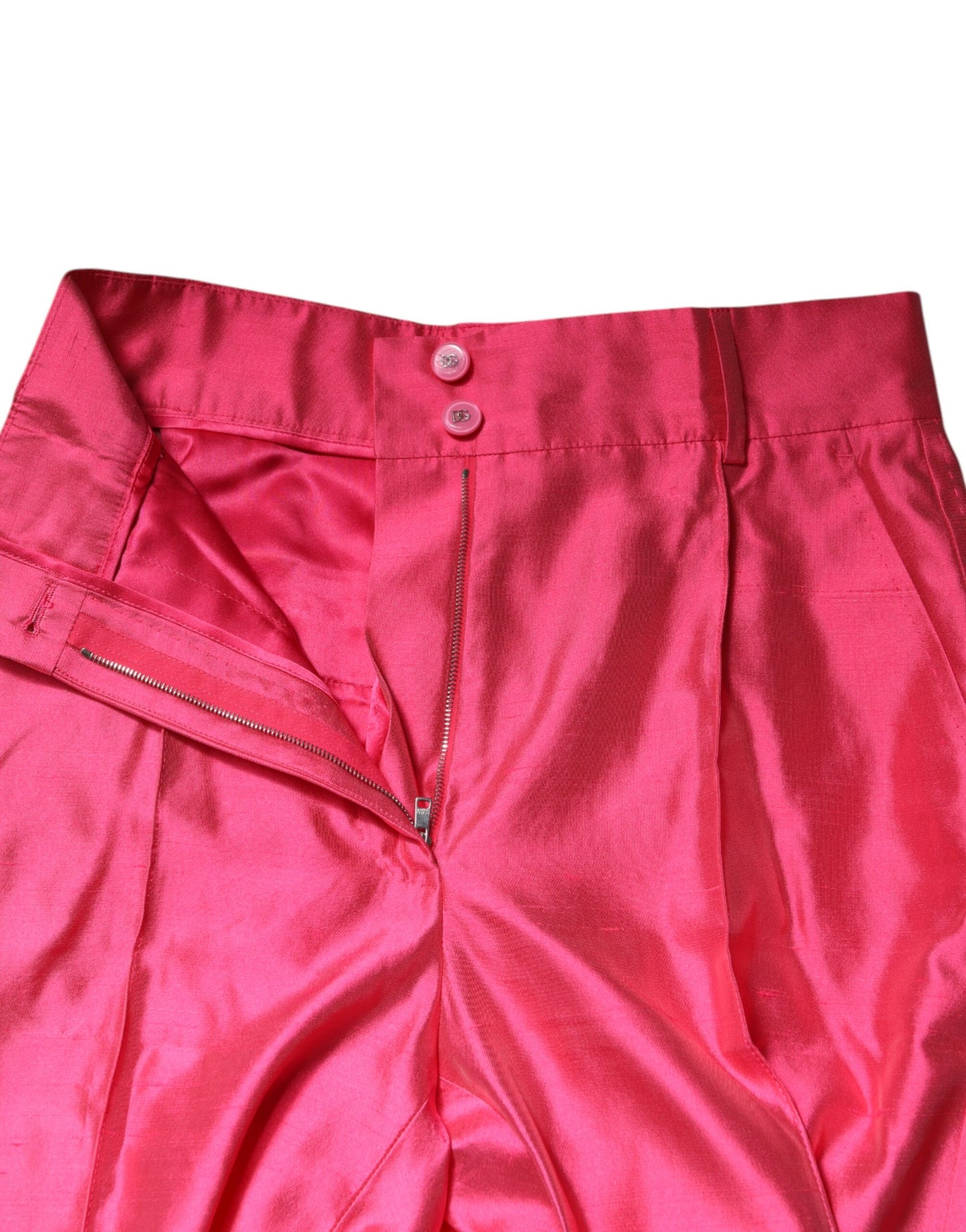 Dolce & Gabbana – Hoch taillierte Karottenhose aus rosa Seide