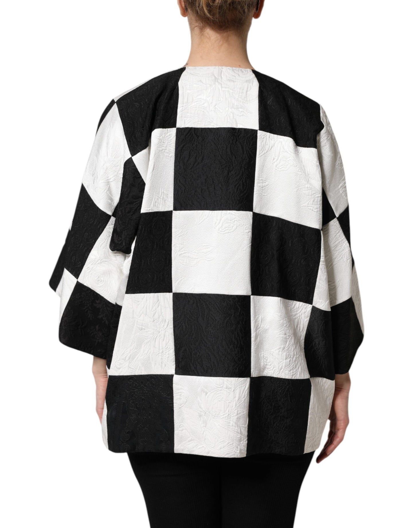 Dolce & Gabbana – Weiß-schwarze Patchwork-Blazerjacke aus Jacquard