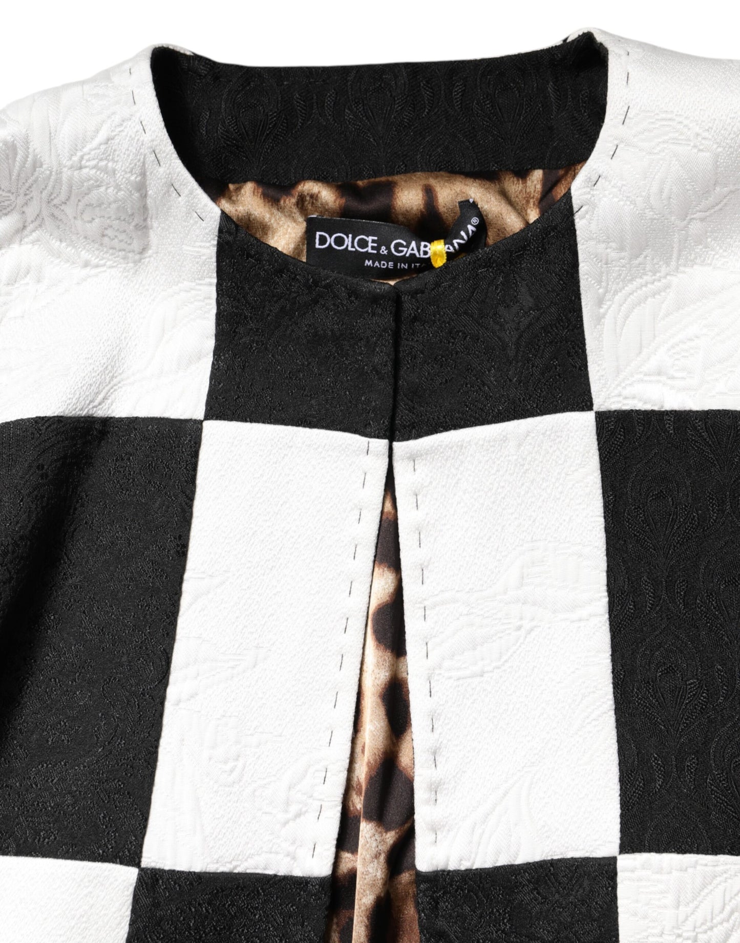 Dolce & Gabbana – Weiß-schwarze Patchwork-Blazerjacke aus Jacquard