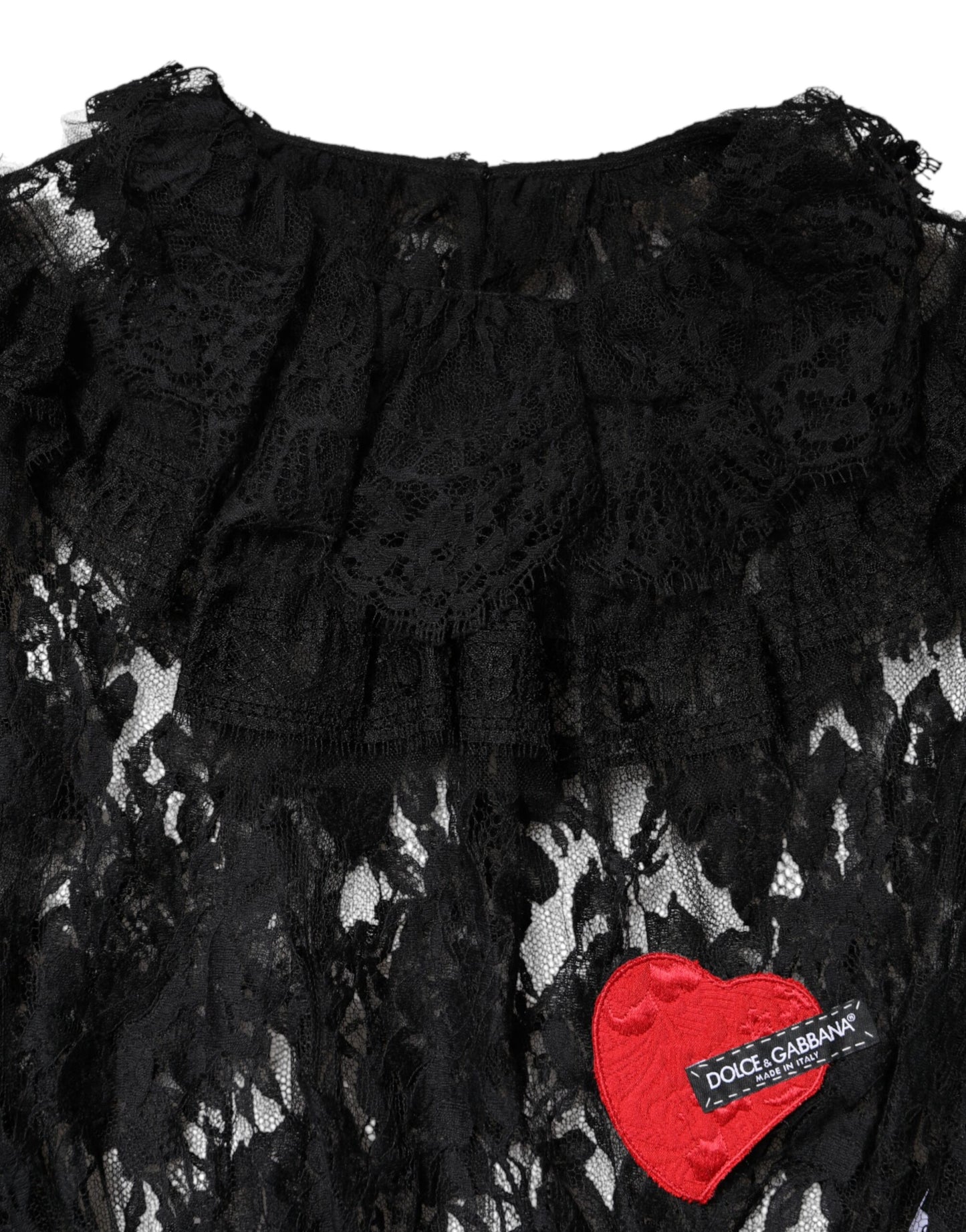 Dolce & Gabbana Schwarzes Blusentop aus Baumwoll-Blumenspitze
