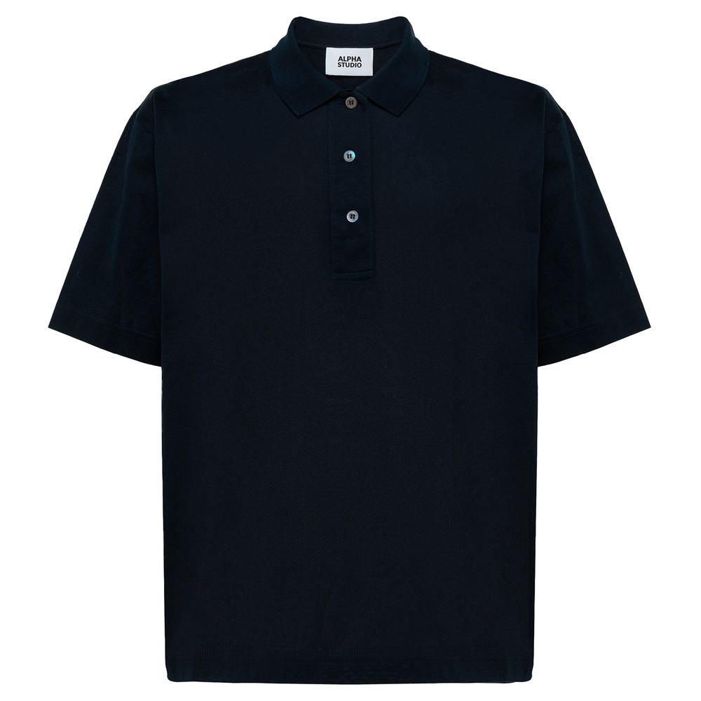 Blaues Poloshirt aus Baumwolle von Alpha Studio