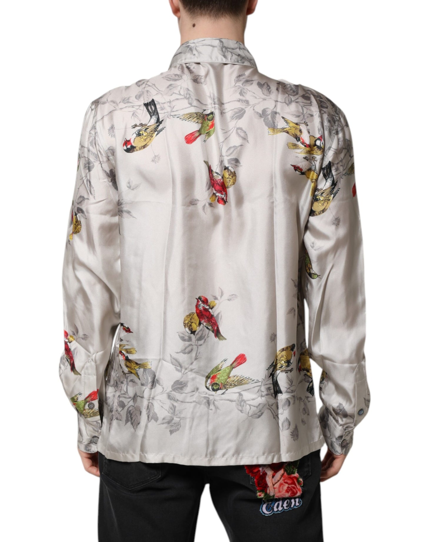 Dolce & Gabbana – Mehrfarbiges Button-Down-Hemd aus Seide mit Print