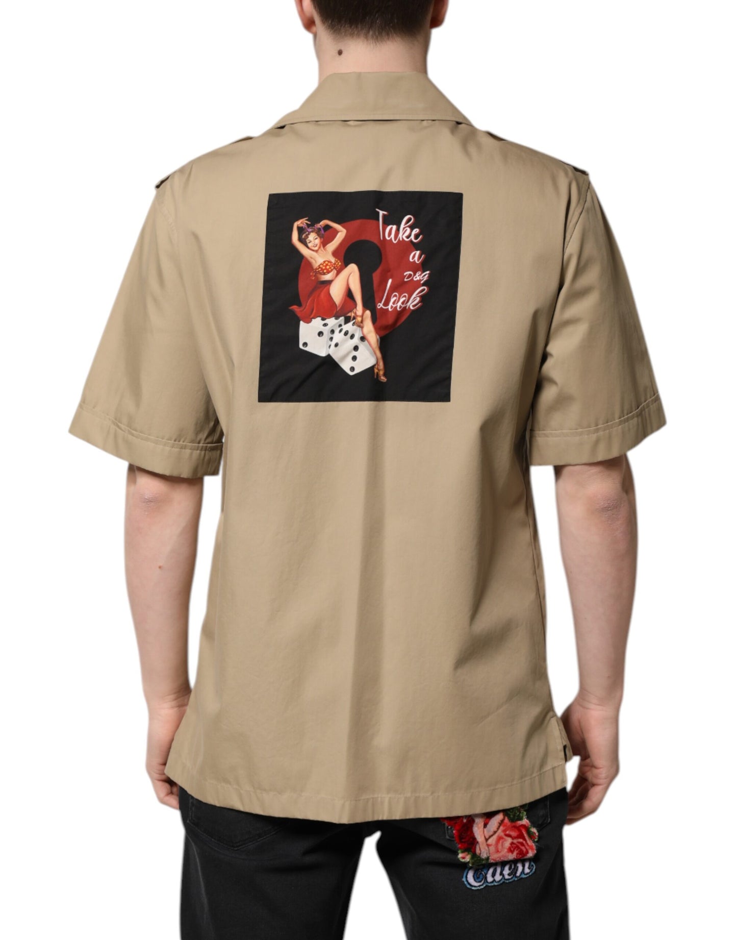 Dolce & Gabbana – Braunes, kurzärmliges Hemd mit Grafikdruck