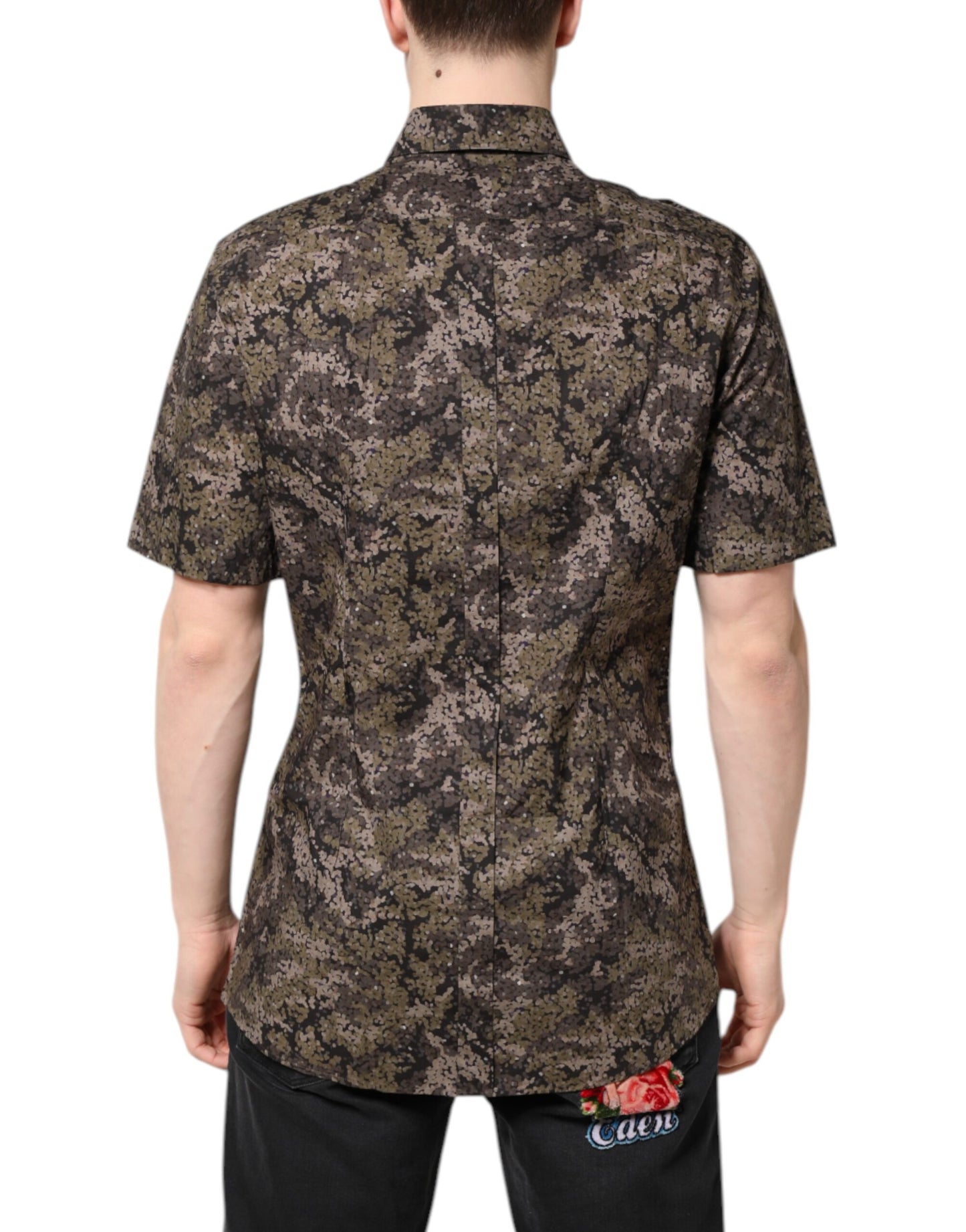 Dolce & Gabbana Mehrfarbiges Camouflage Button-Down-Hemd in Gold