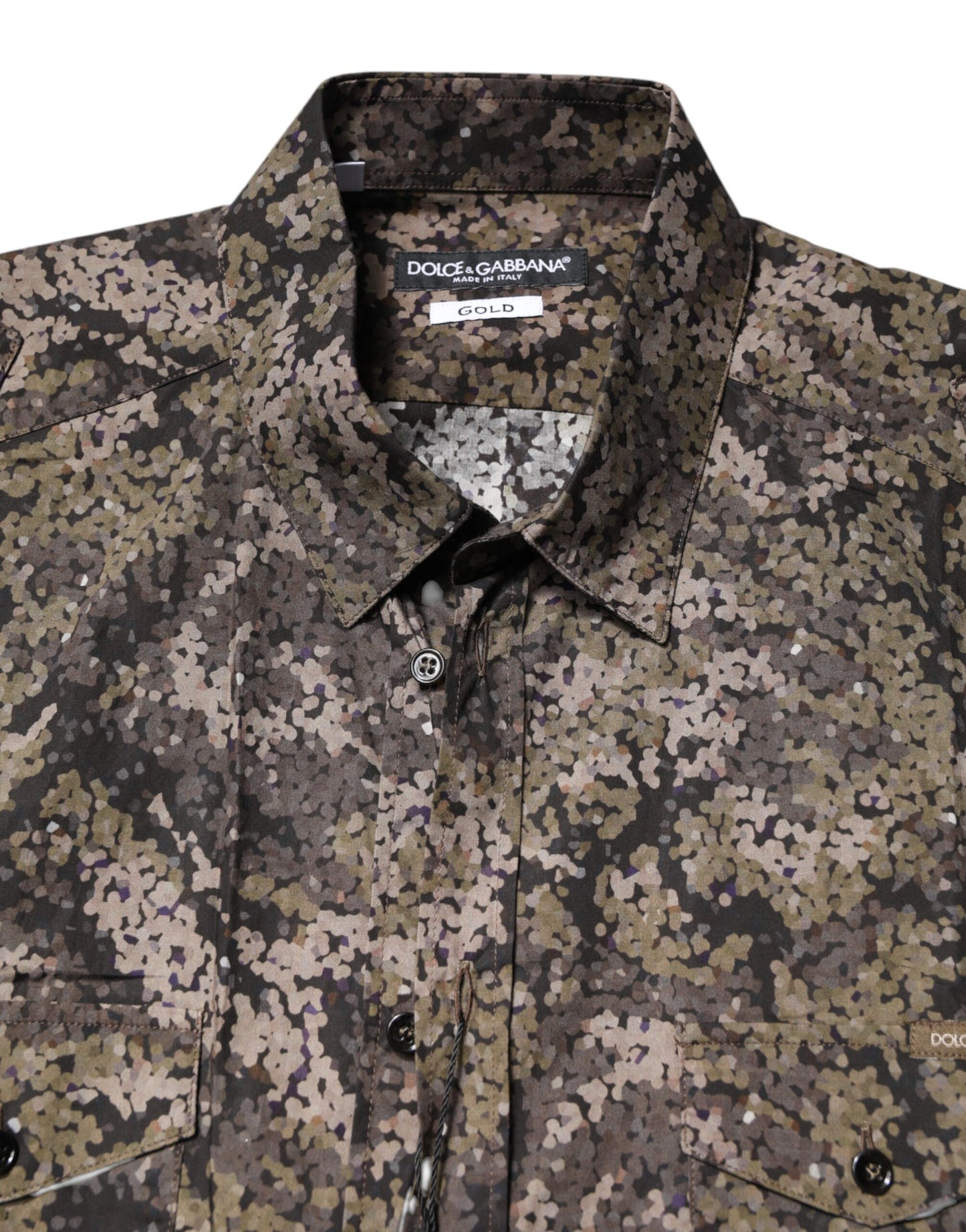 Dolce & Gabbana Mehrfarbiges Camouflage Button-Down-Hemd in Gold