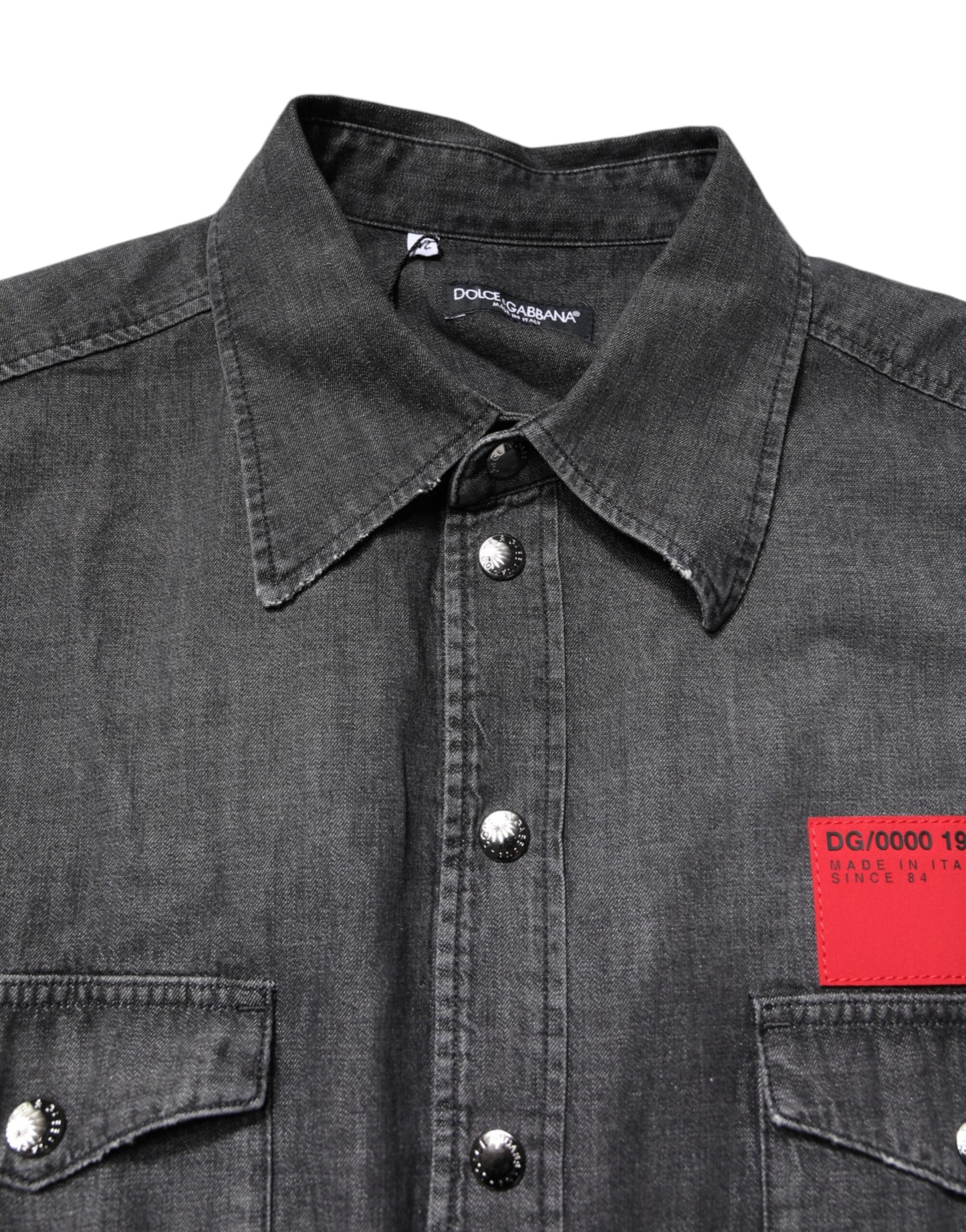 Dolce & Gabbana – Graues Jeanshemd mit langen Ärmeln und Knopfleiste