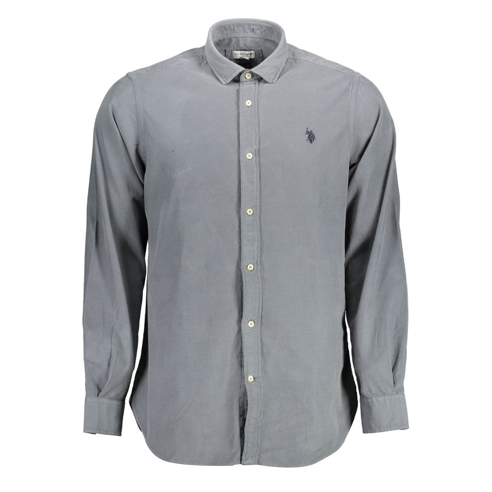 US POLO ASSN. Blaues Herrenhemd aus Baumwolle